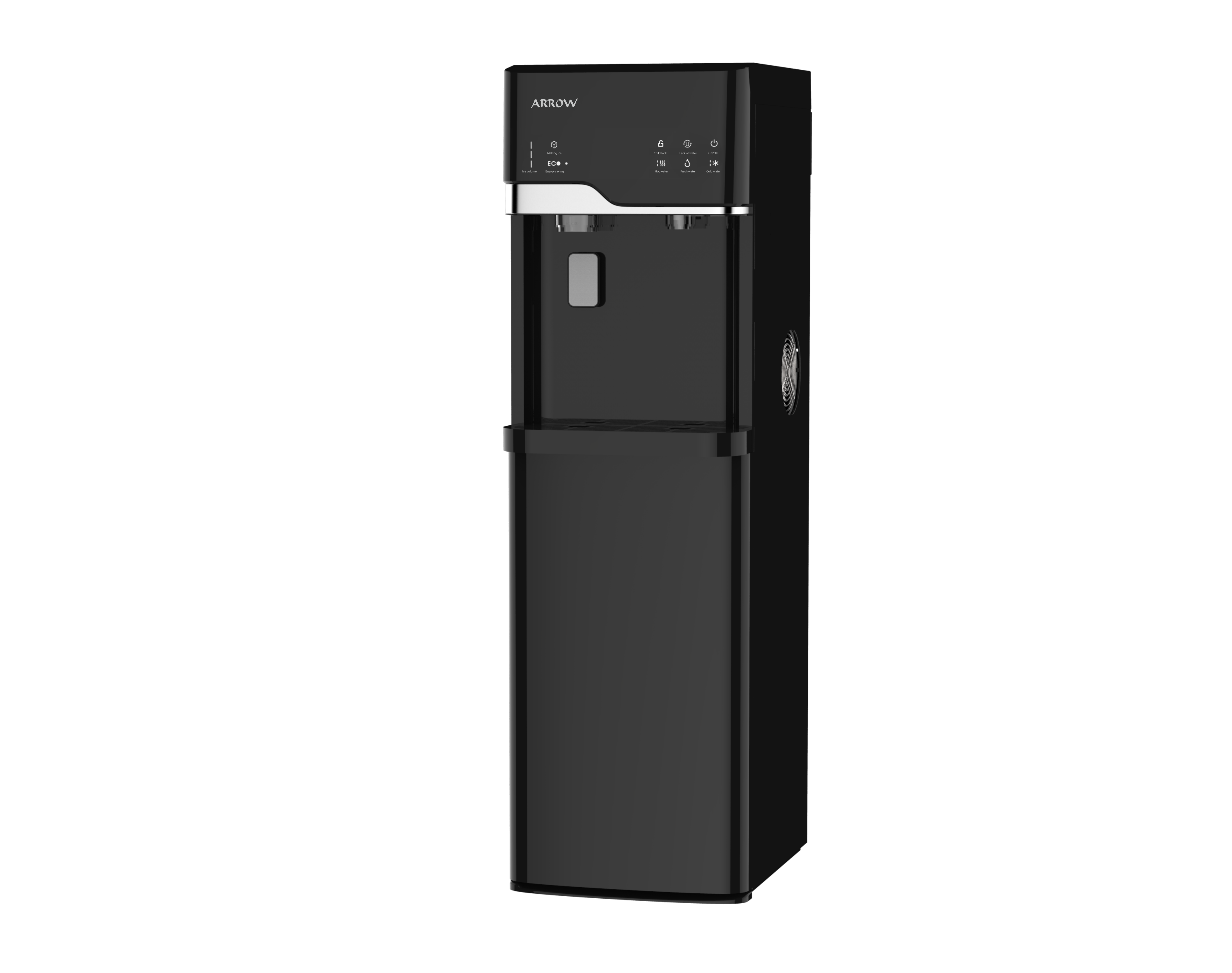 Arrow Alttan Damacanalı Buz Makineli Siyah Su Sebili AR5000S