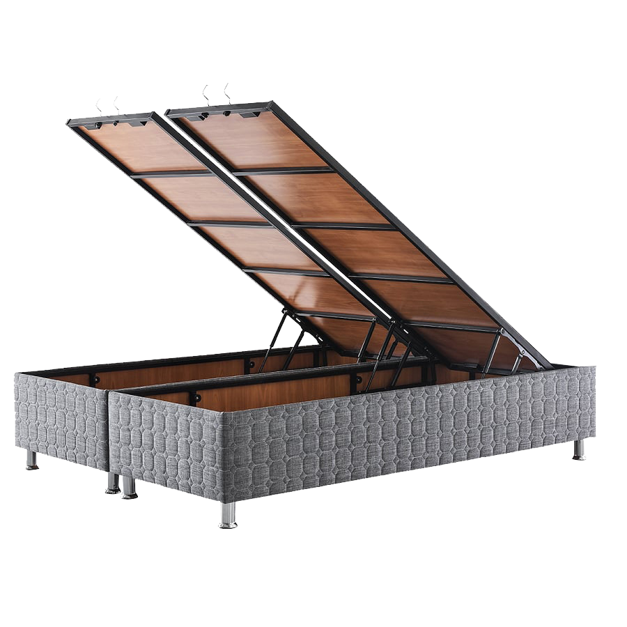 Butaş 140x190 Browni Gri Sandıklı Kumaş Baza