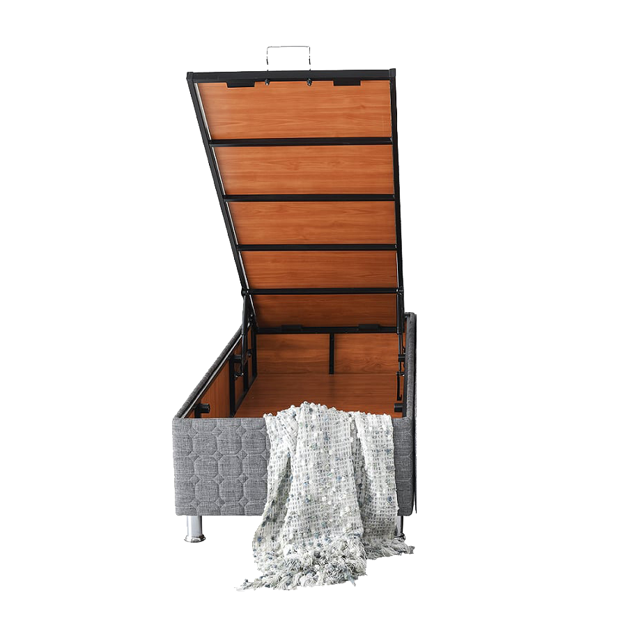 Butaş 90x190 Browni Gri Sandıklı Kumaş Baza