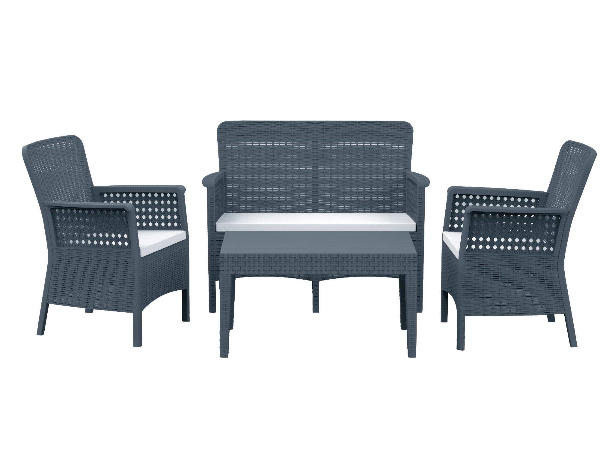 Florida İkili Antrasit Set, Minderli, 2+1+1+S