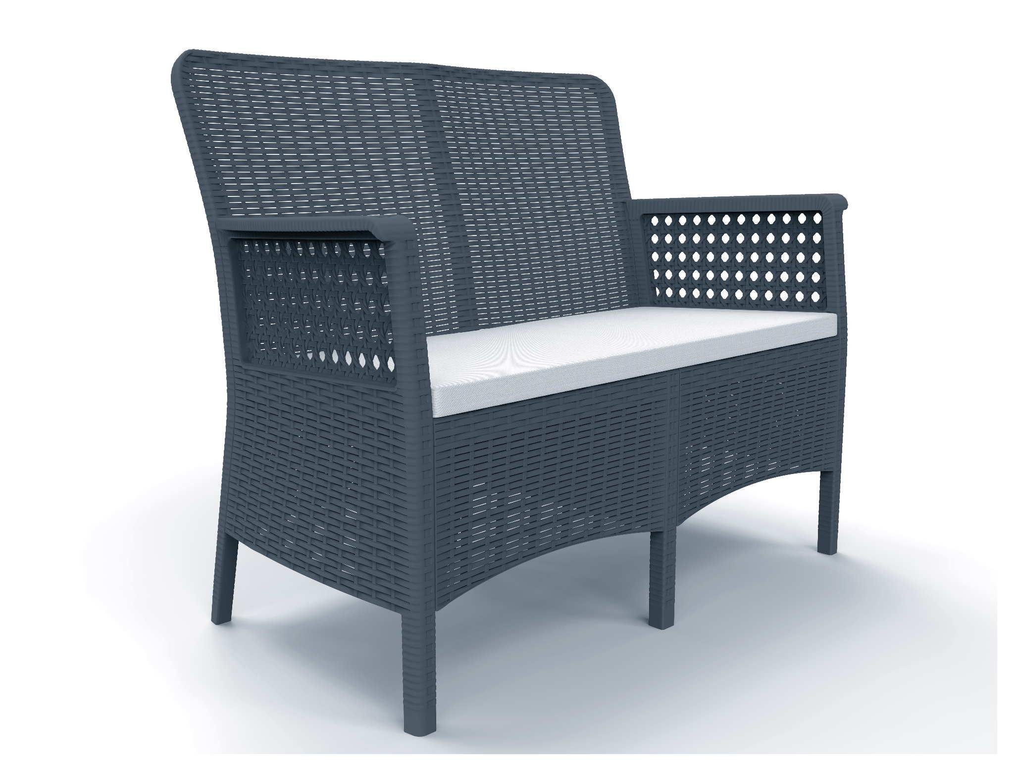 Florida İkili Antrasit Set, Minderli, 2+1+1+S