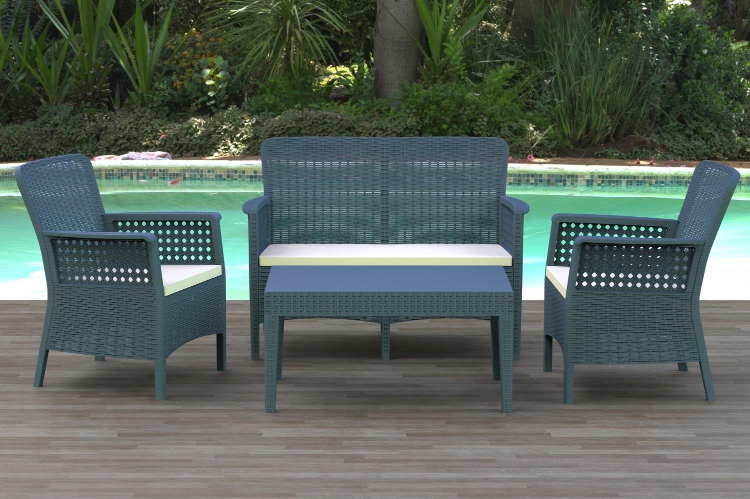 Florida İkili Antrasit Set, Minderli, 2+1+1+S