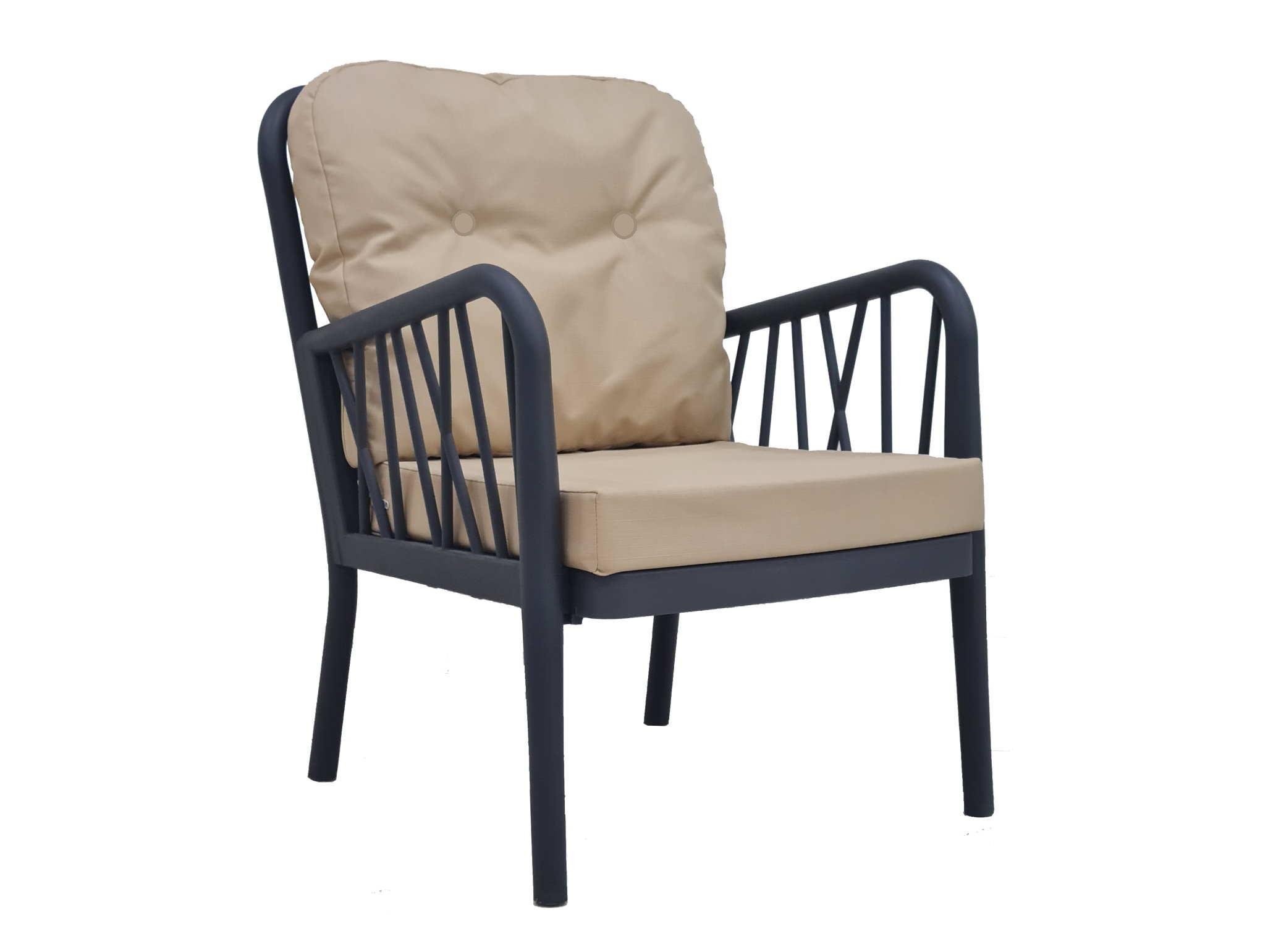 Gala İkili Antrasit Set, Krem Minderli 2+1+1+S