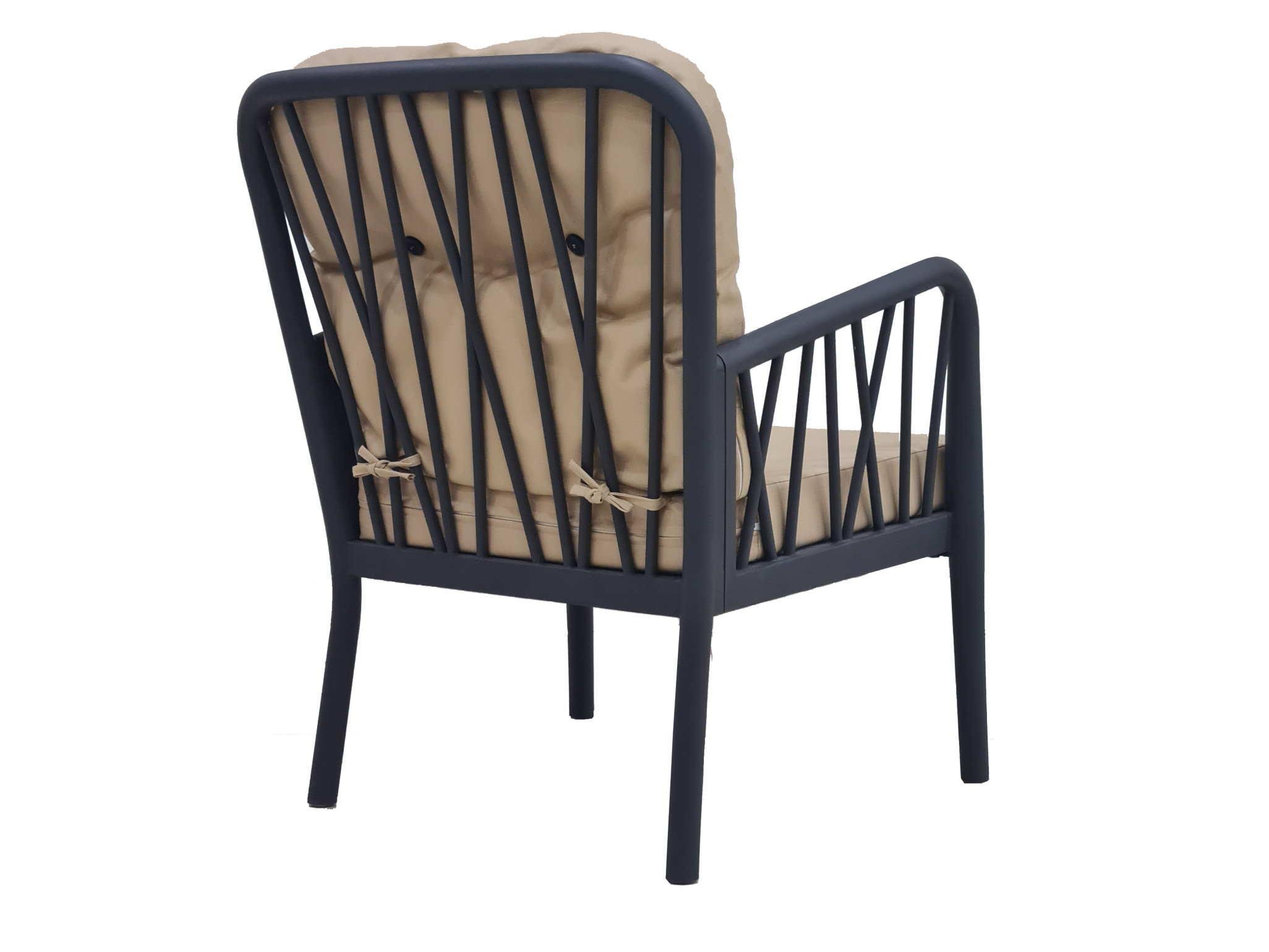 Gala İkili Antrasit Set, Krem Minderli 2+1+1+S