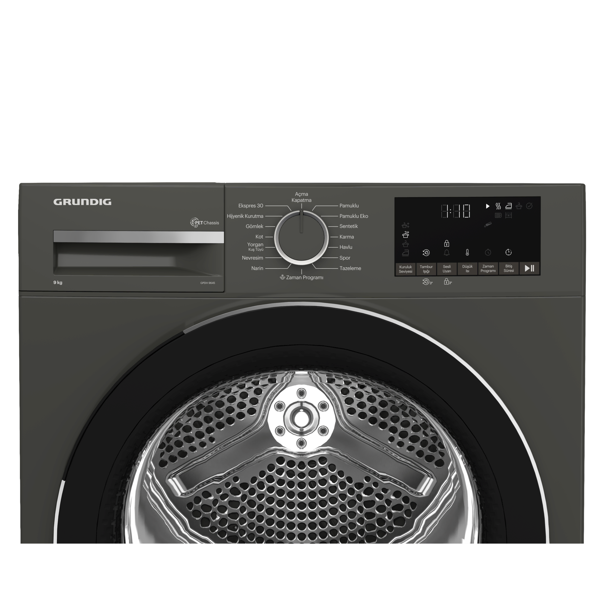 GPDH 9645 Grundig 9 Kg Isı Pompalı Manhattan Gray Kurutma Makinesi