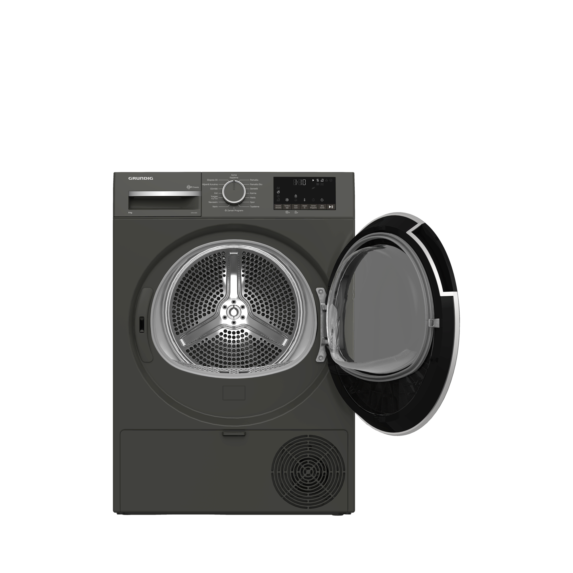 GPDH 9645 Grundig 9 Kg Isı Pompalı Manhattan Gray Kurutma Makinesi