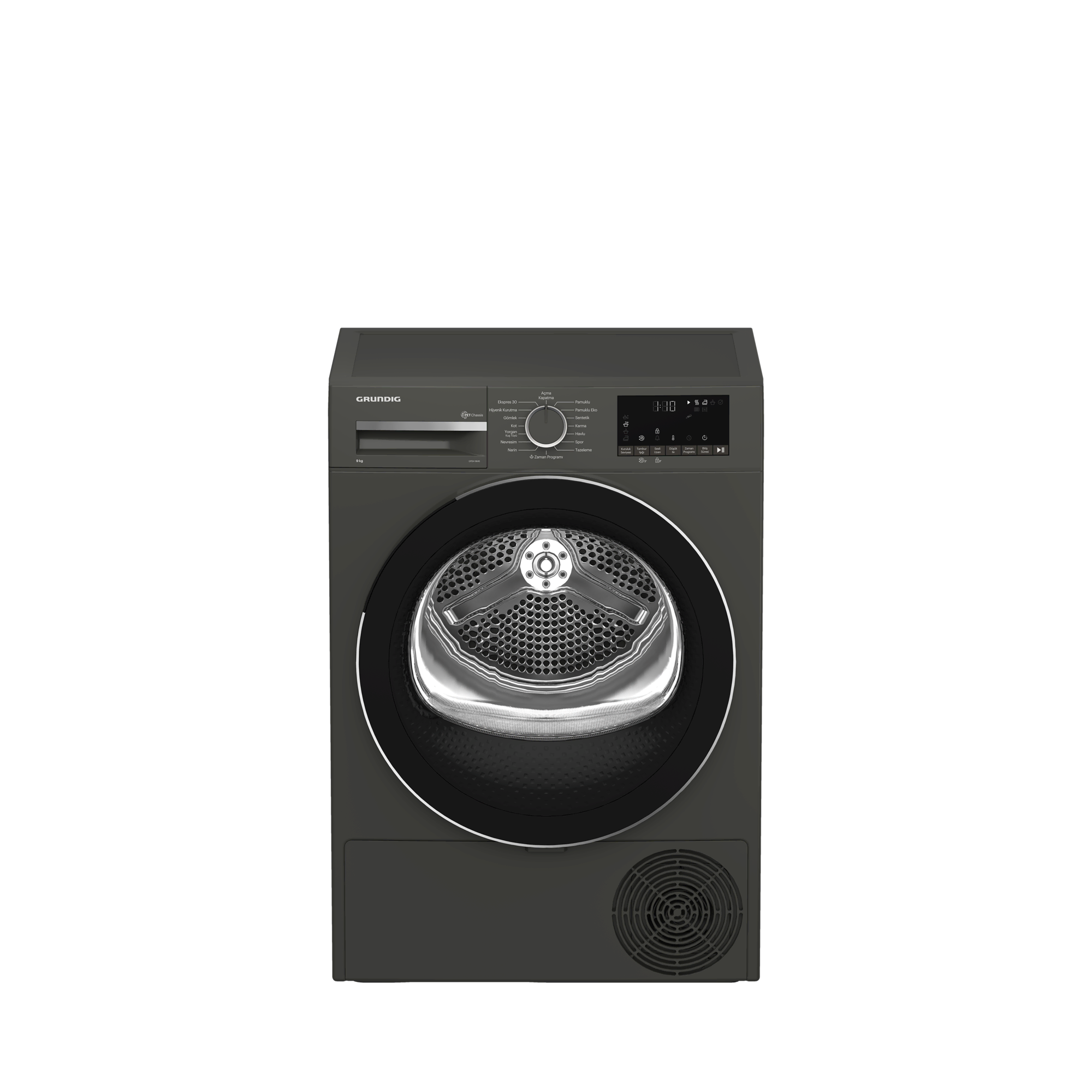GPDH 9645 Grundig 9 Kg Isı Pompalı Manhattan Gray Kurutma Makinesi