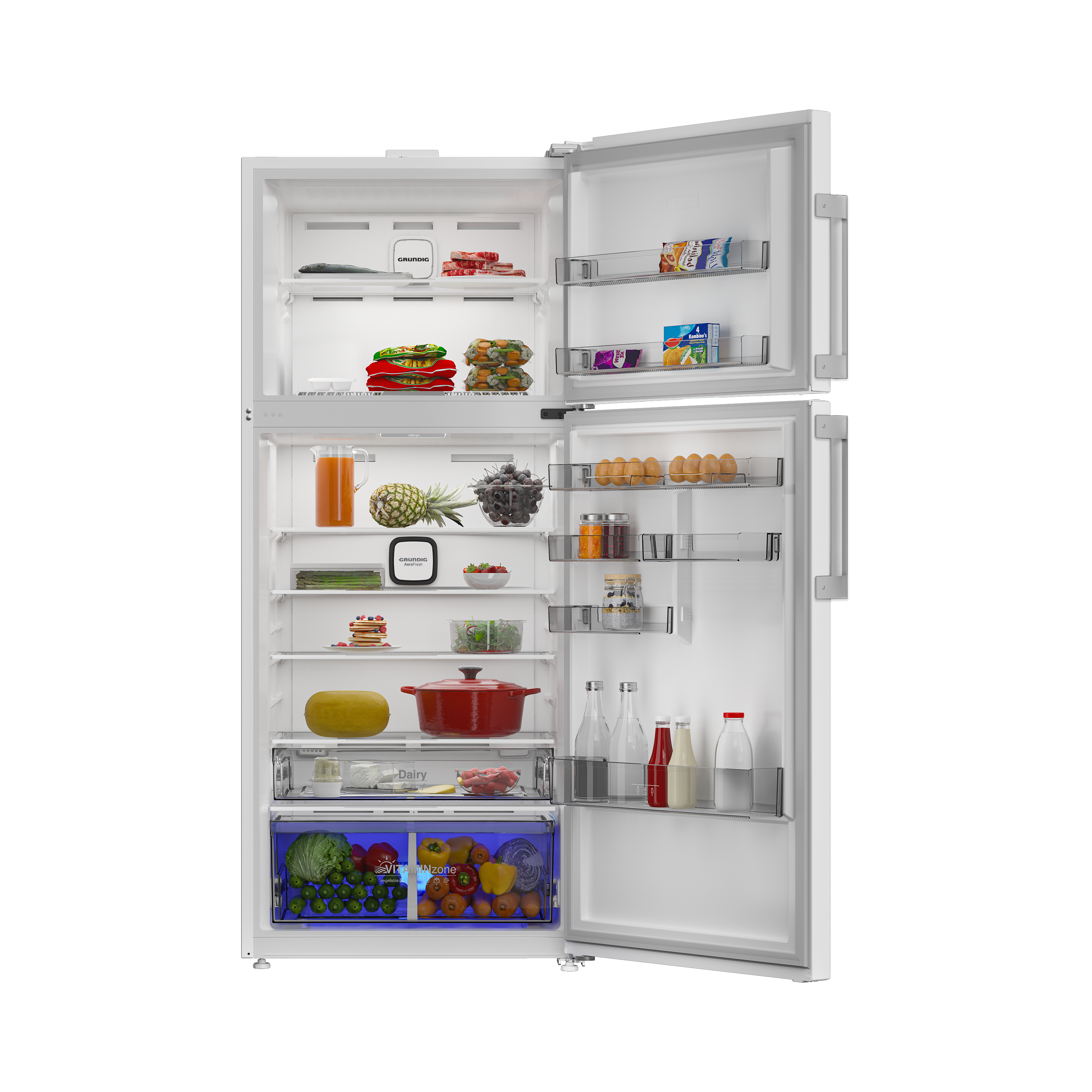 GPRND 557 Grundig VitamineZone Net 557Lt. AeroFresh Beyaz Buzdolabı