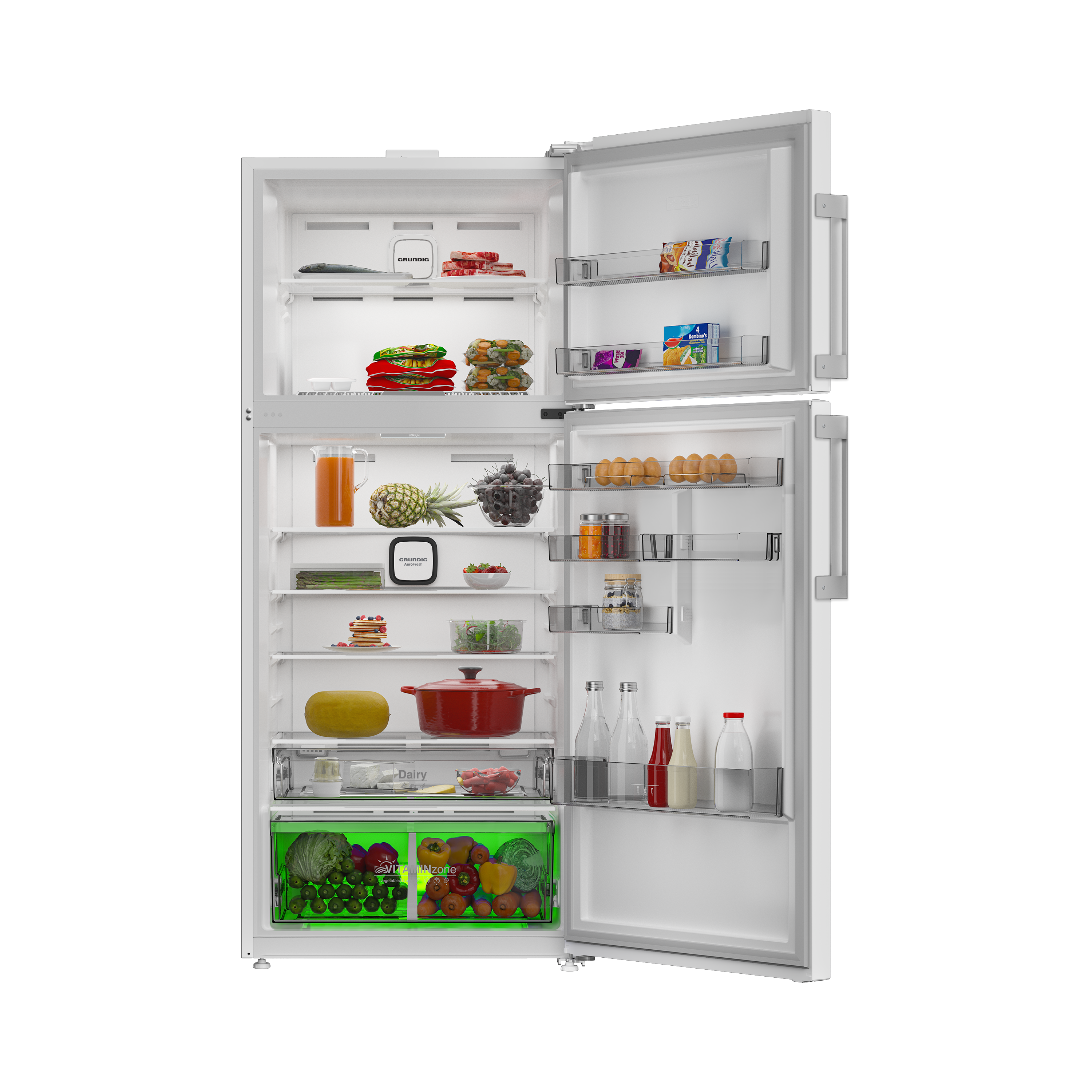 GPRND 557 Grundig VitamineZone Net 557Lt. AeroFresh Beyaz Buzdolabı
