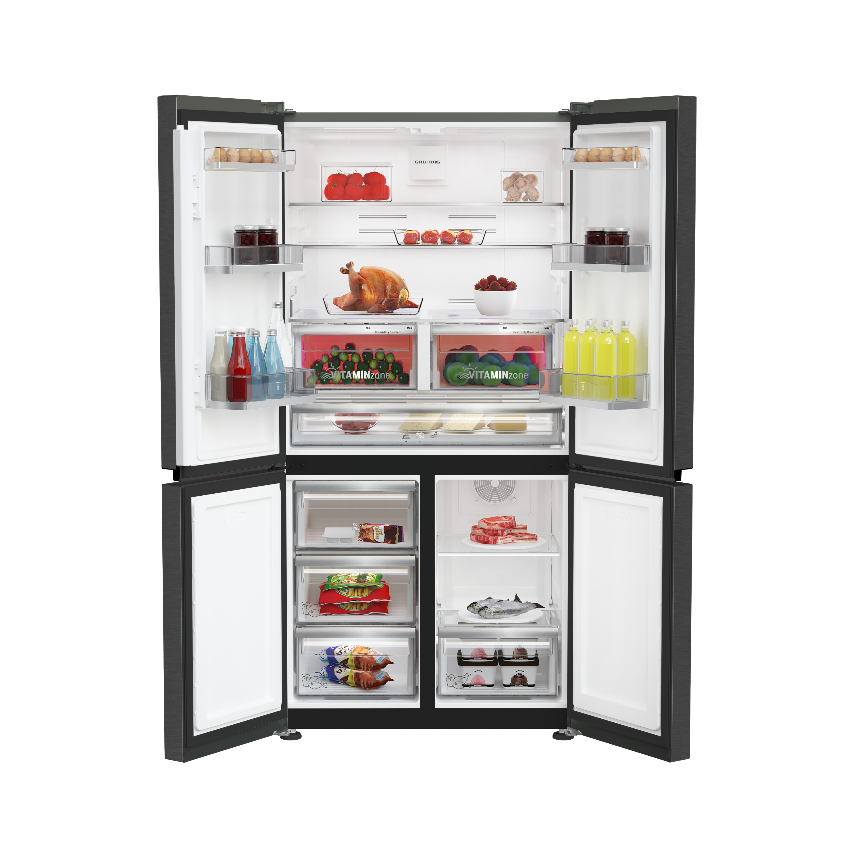 GQND 572 DI Grundig Gardırop Tipi Net 572Lt. Dark Inox Buzdolabı