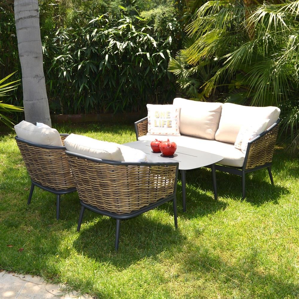 Havanna İkili Lounge Alüminyum + Örgülü Set