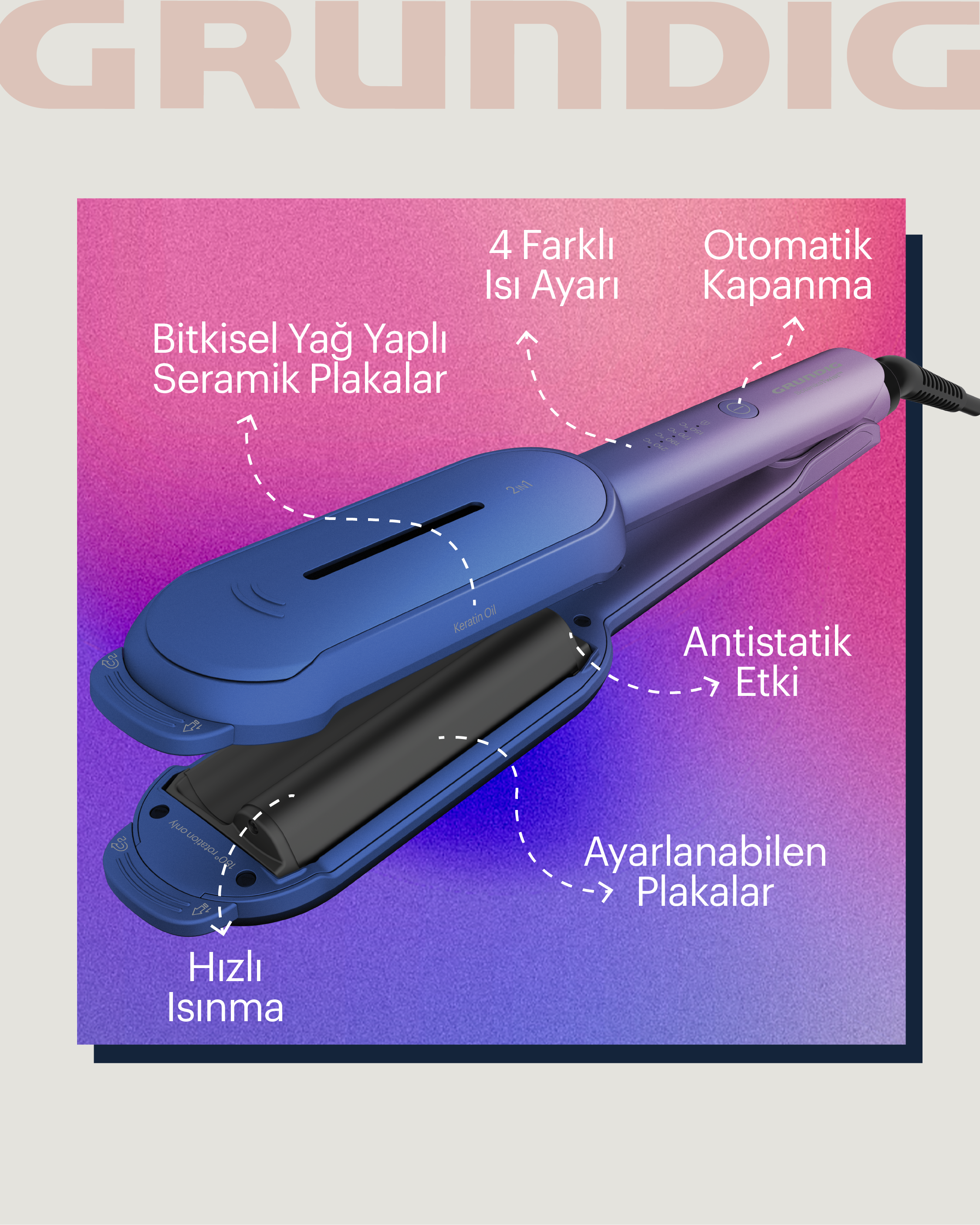 HS 8331 Grundig BotanikaTwist™ Düz/Wag Dalgalı Saç Şekillendirici
