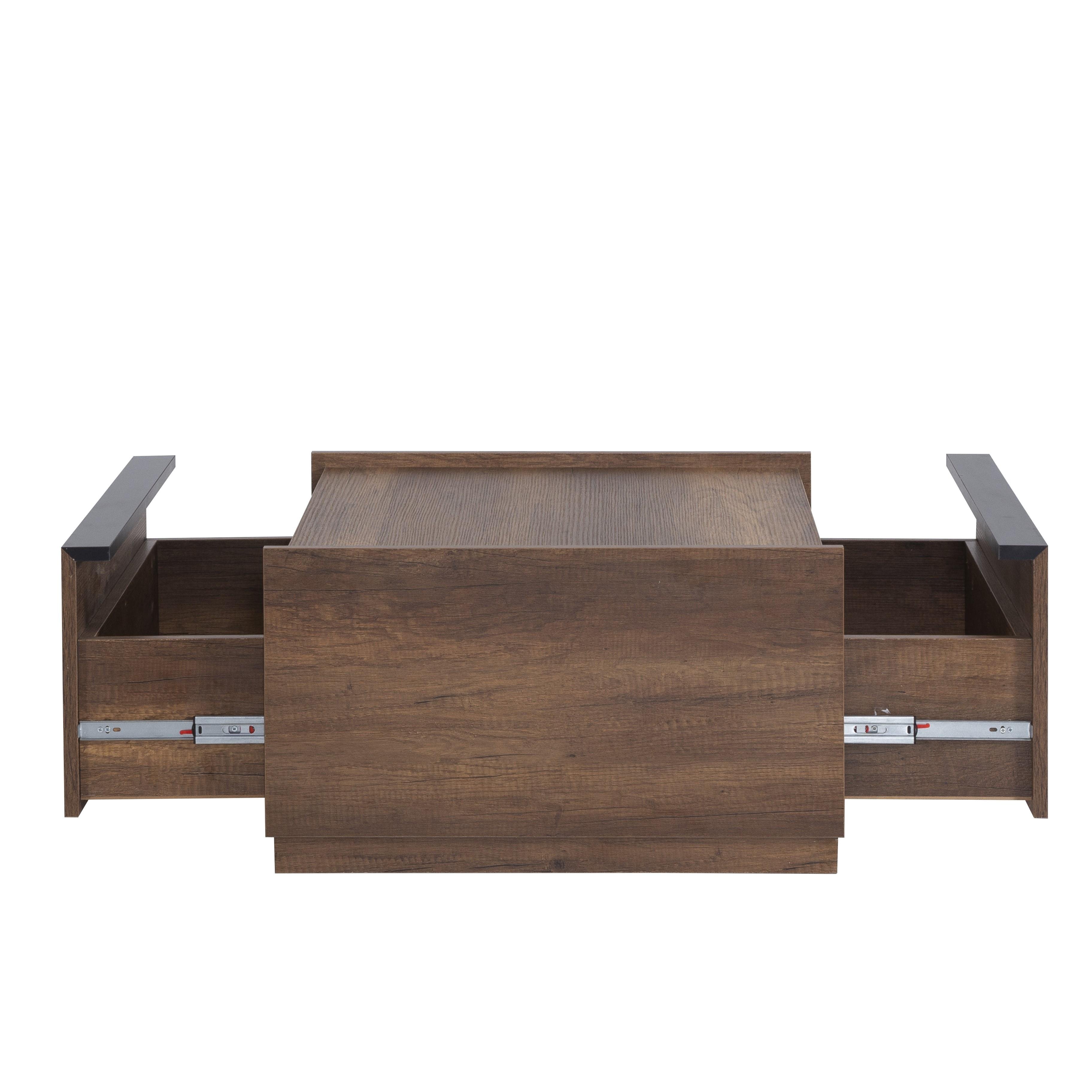 Marron Derin İki Çekmeceli Orta Sehpa 75x71x41cm