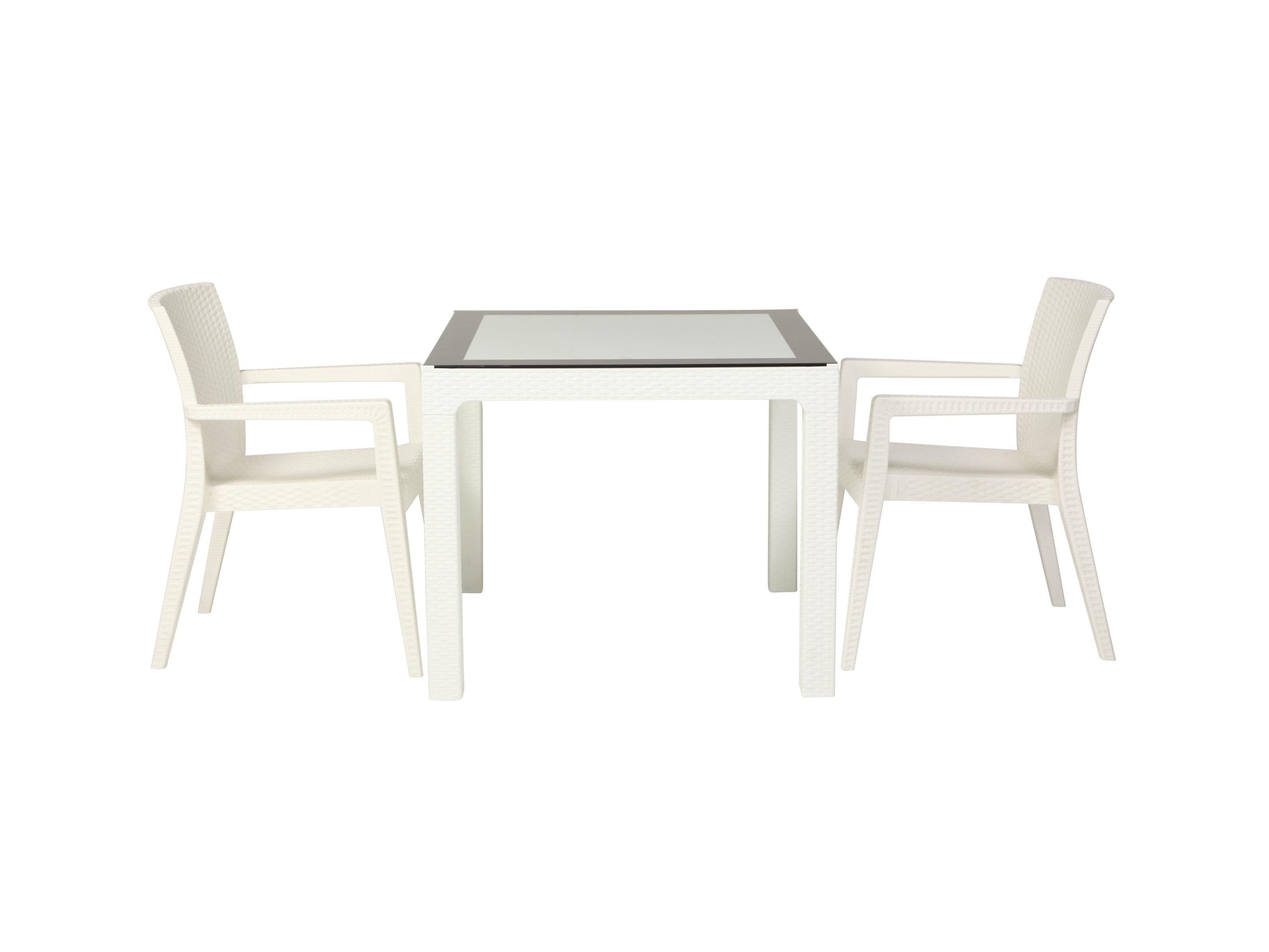 Montana Rainbow Plastik Rattan Kollu Sandalye Beyaz