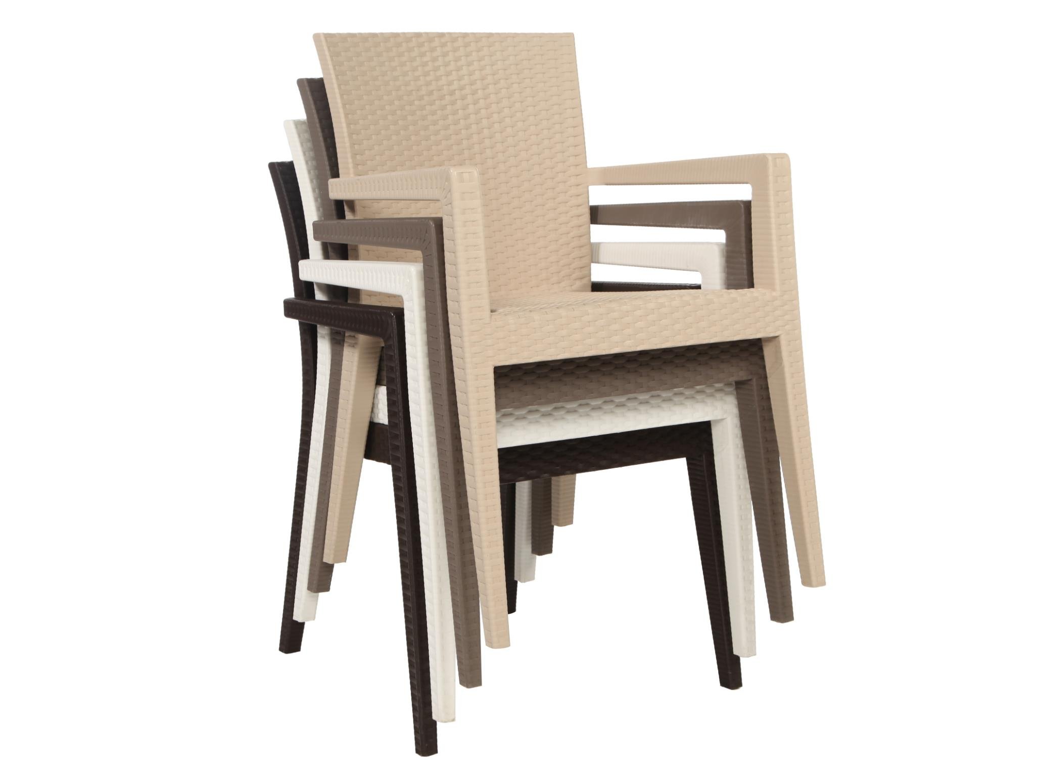 Montana Rainbow Plastik Rattan Kollu Sandalye Beyaz