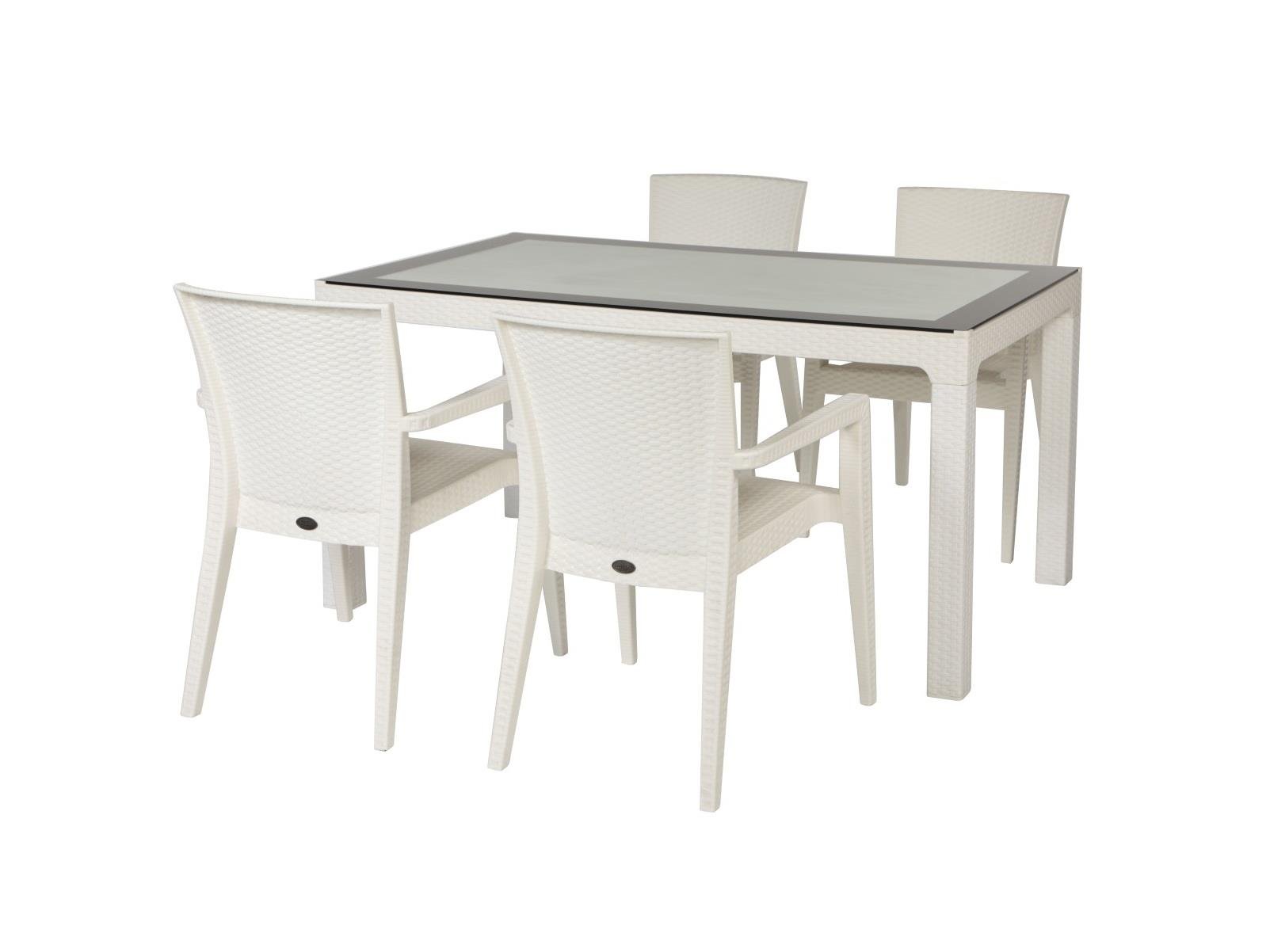 Montana Rainbow Plastik Rattan Kollu Sandalye Beyaz