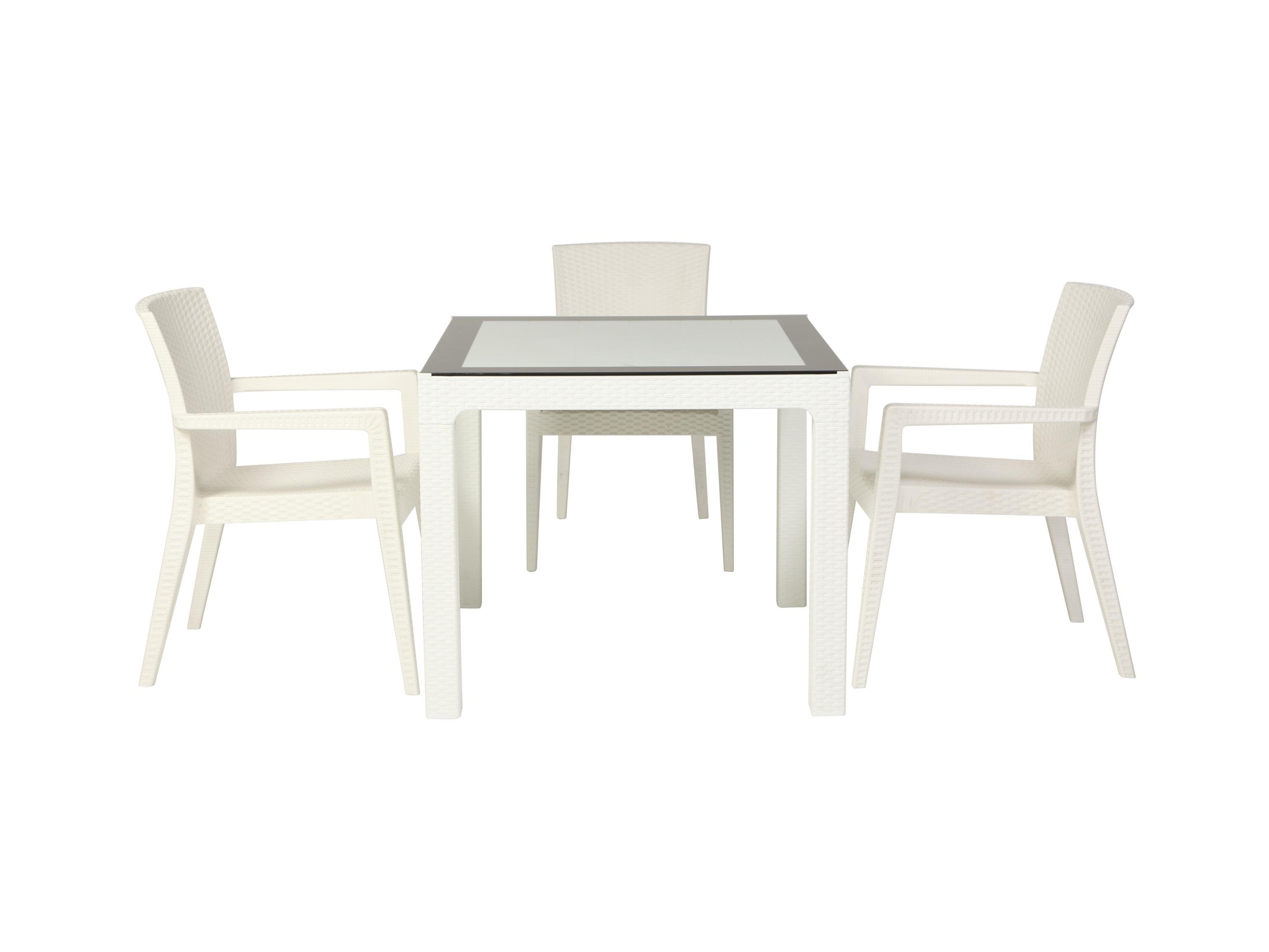 Montana Rainbow Plastik Rattan Kollu Sandalye Beyaz