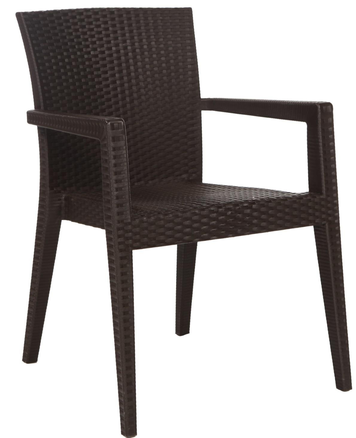 Montana Starlux Plastik Rattan Kollu Sandalye Kahve