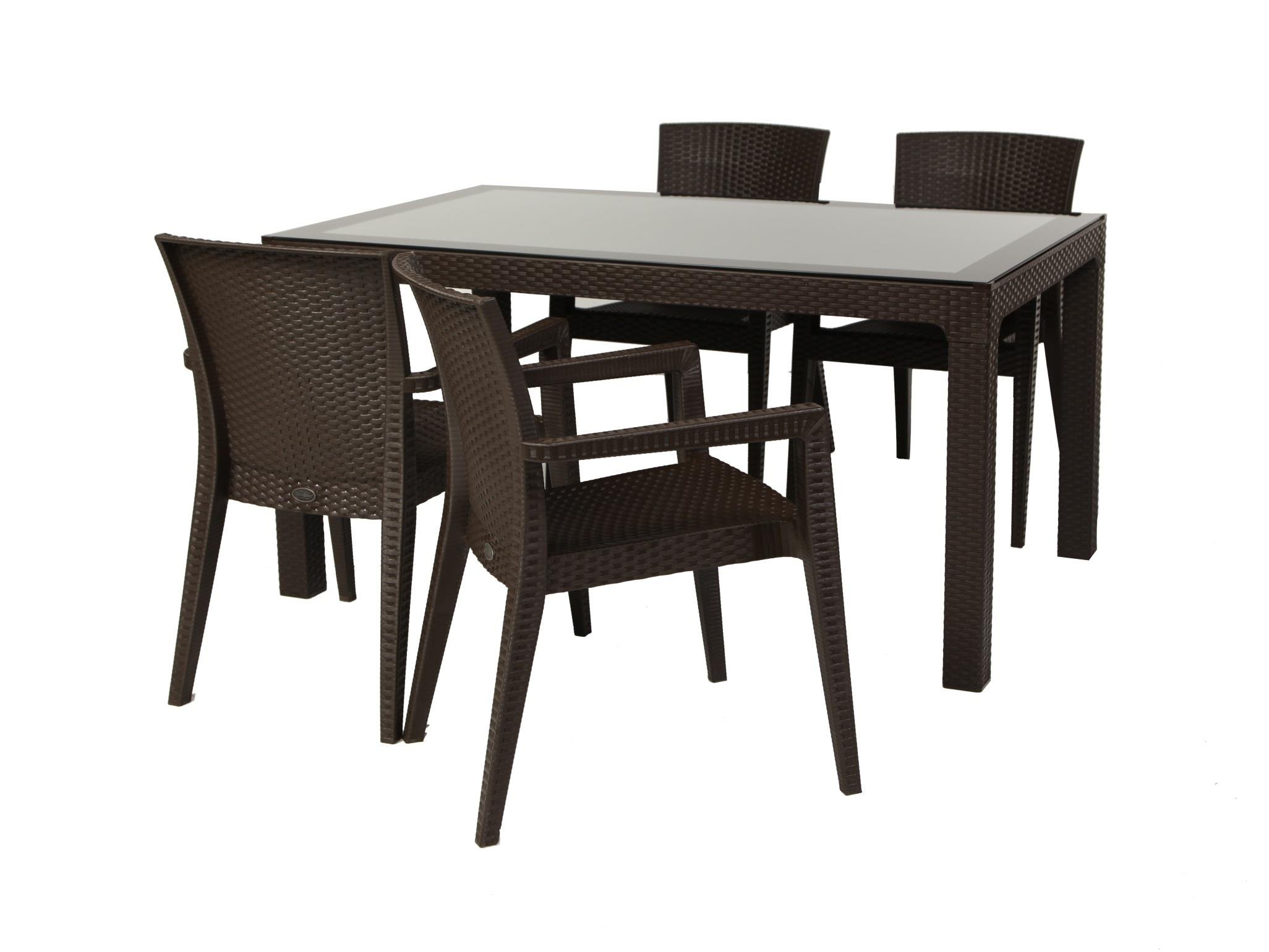 Montana Starlux Plastik Rattan Kollu Sandalye Kahve