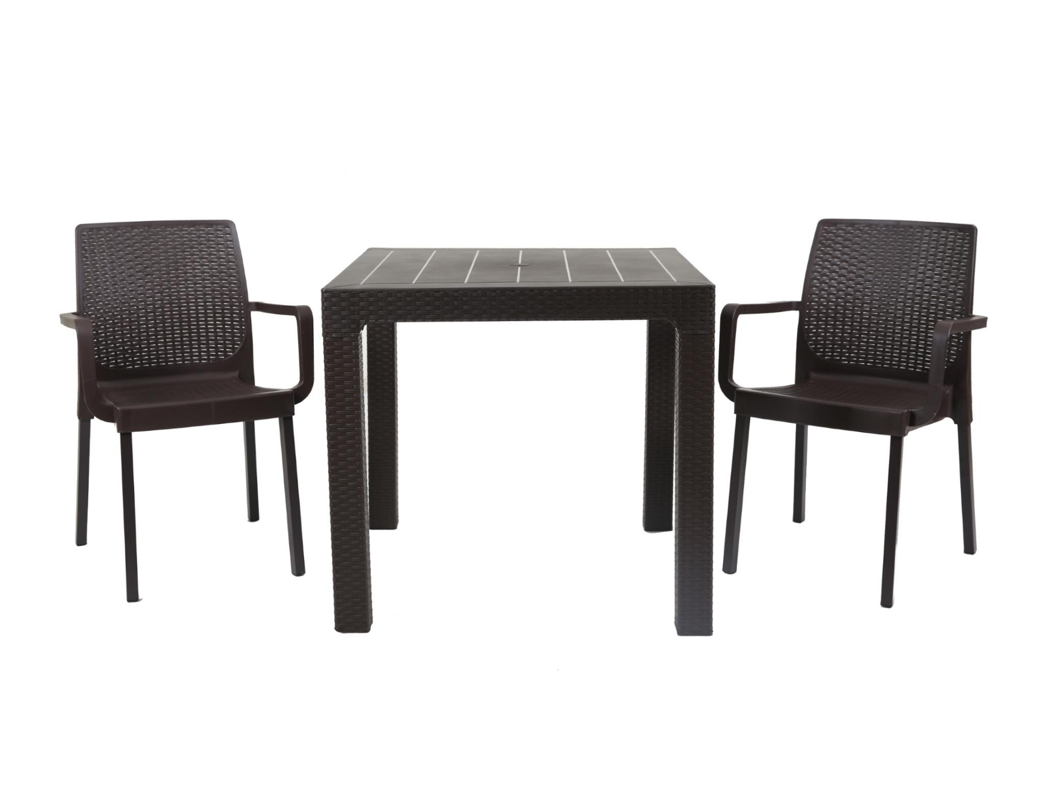 Napoli Metal Ayaklı Plastik Kahve Rattan Kollu Sandalye