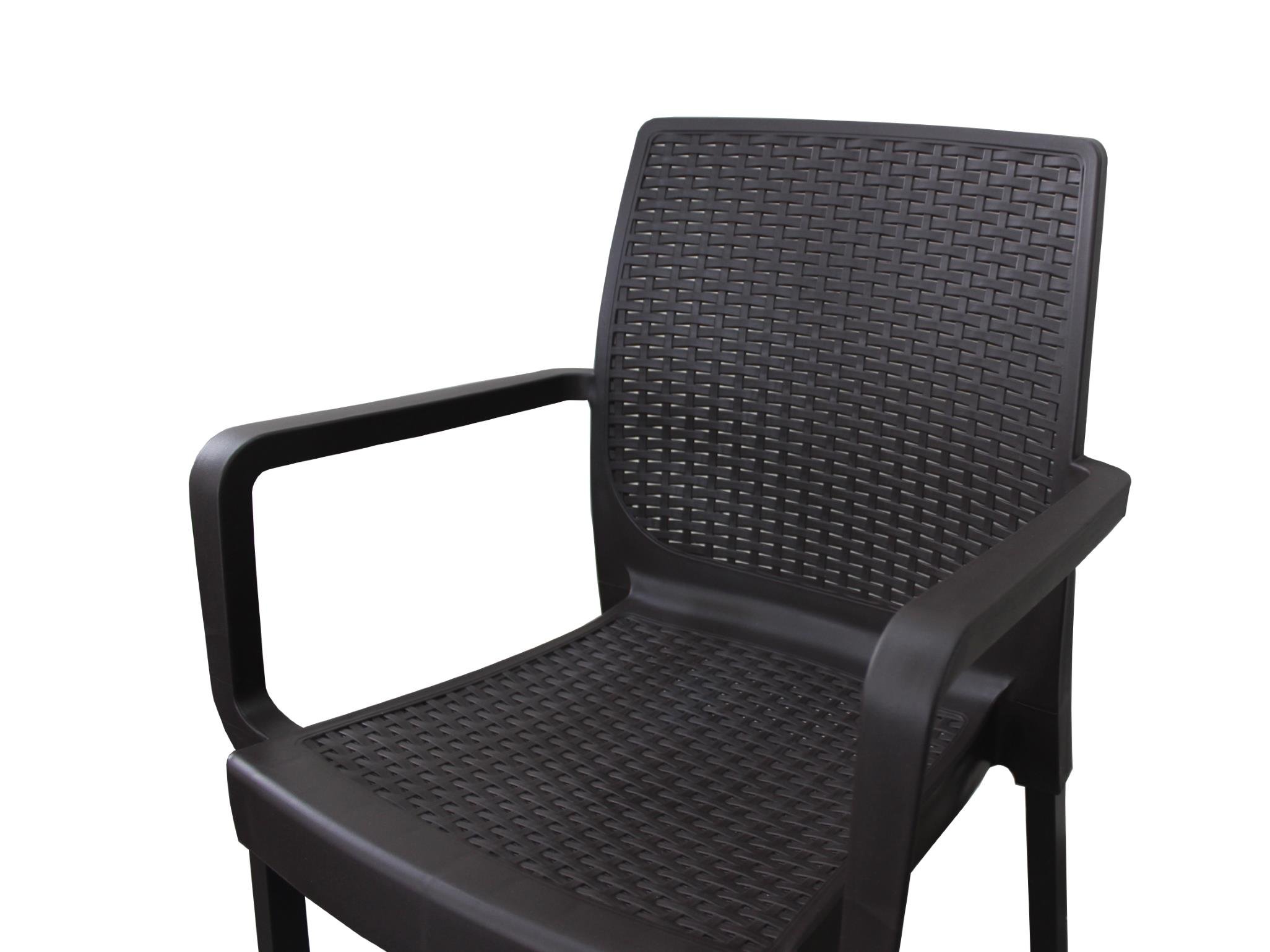 Napoli Metal Ayaklı Plastik Kahve Rattan Kollu Sandalye