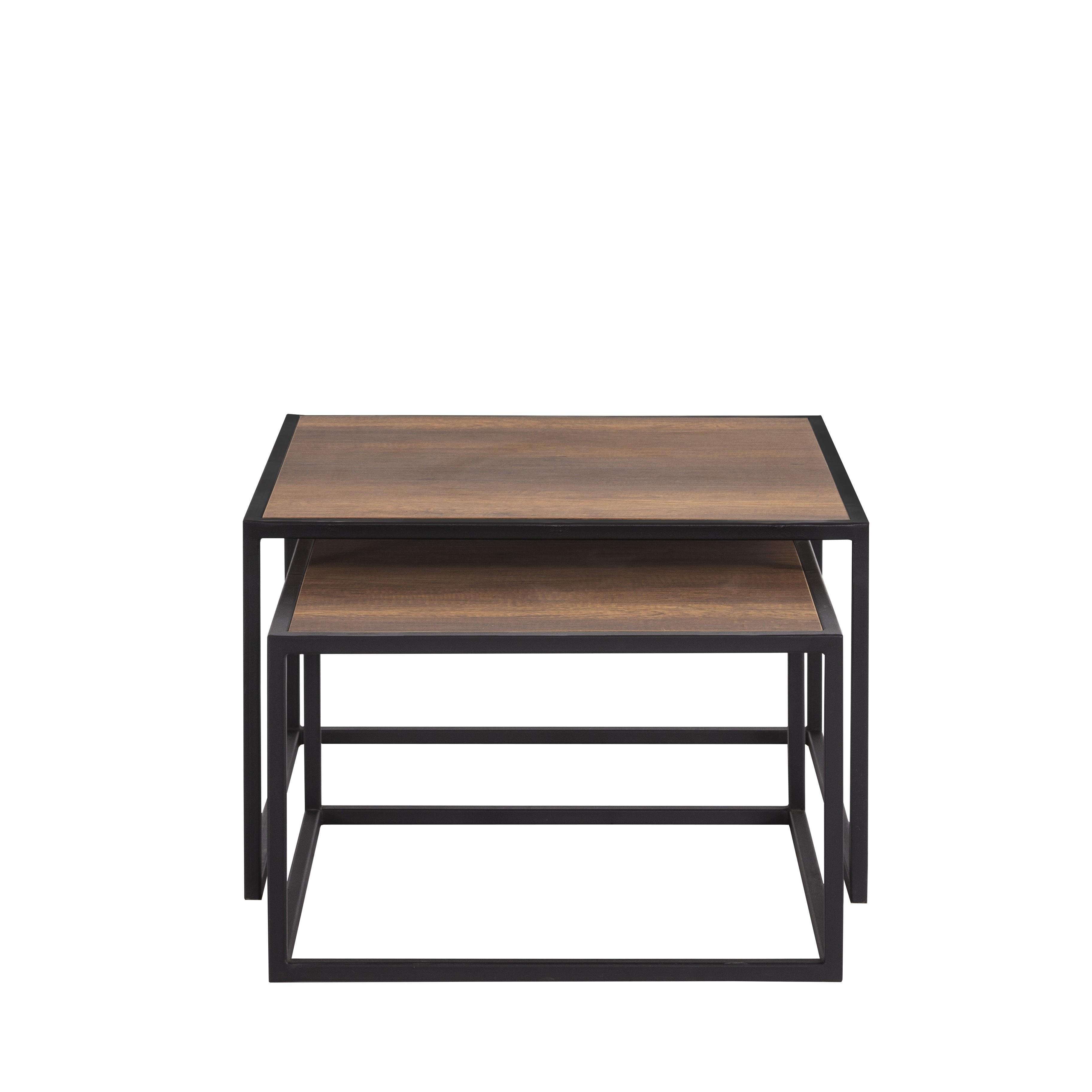 Nola İkili Metal Ayaklı Kare Orta Sehpa Takımı 70cm / 60cm