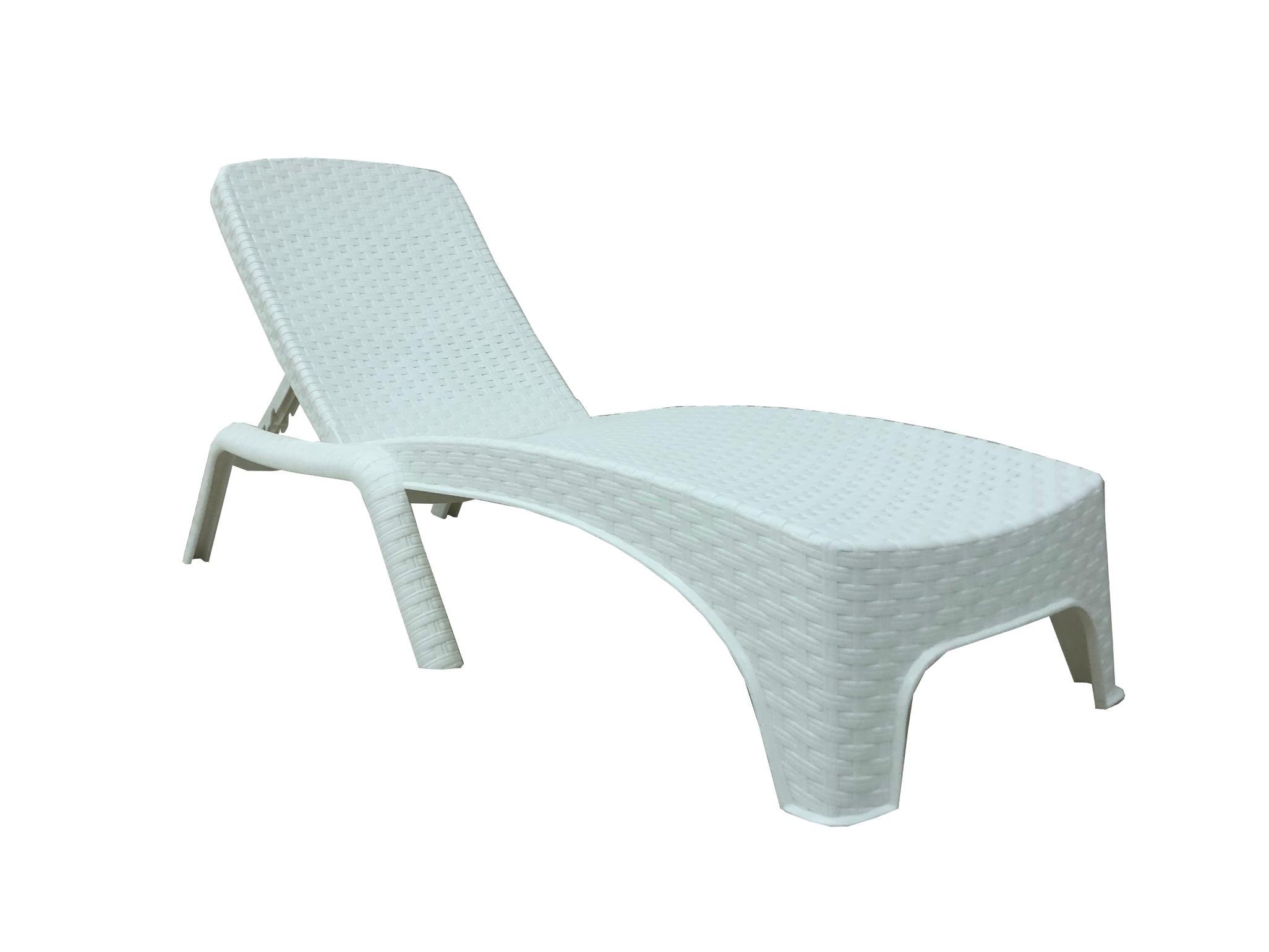 Roma Plastik Rattan Şezlong Beyaz
