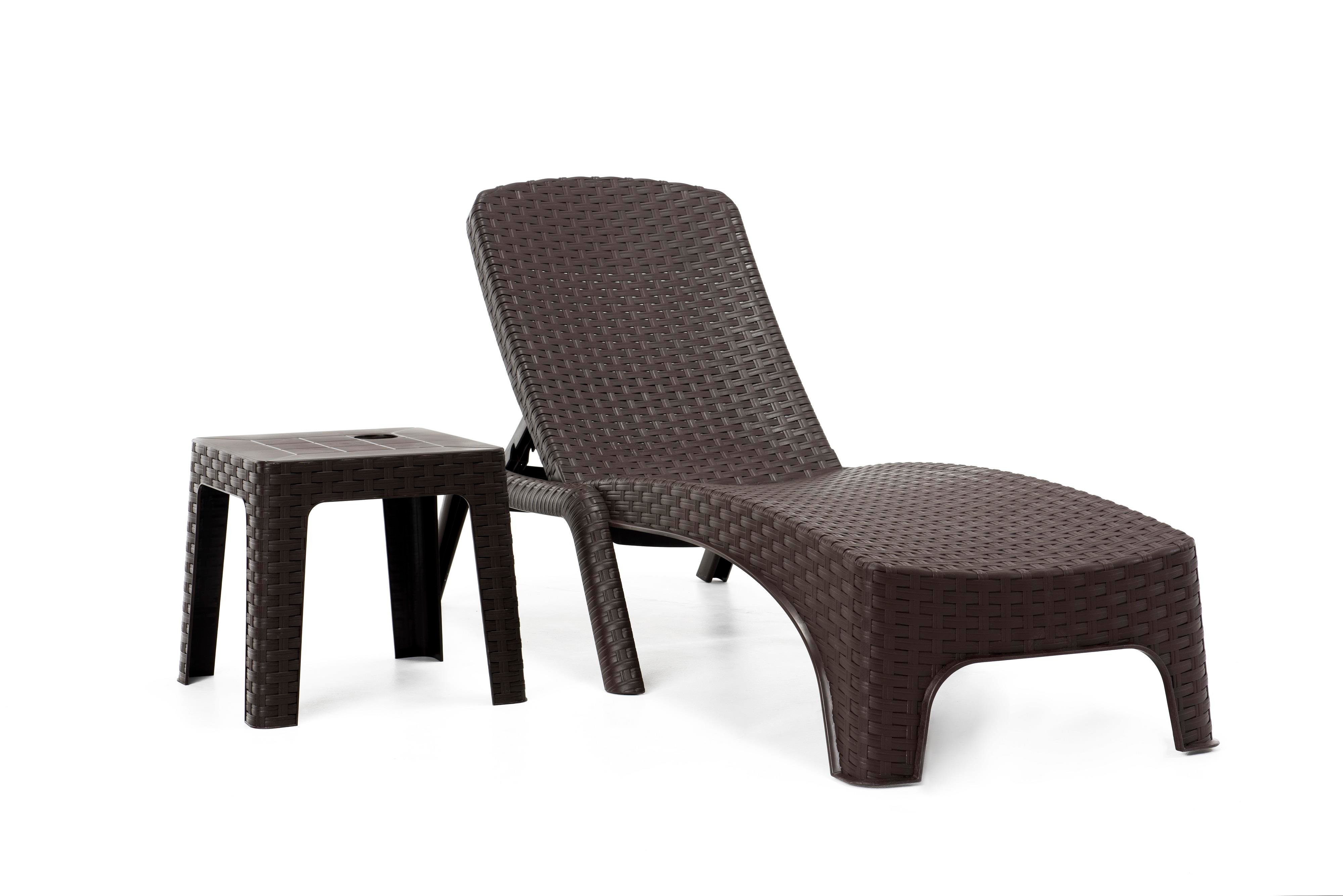 Roma Plastik Rattan Şezlong Kahve