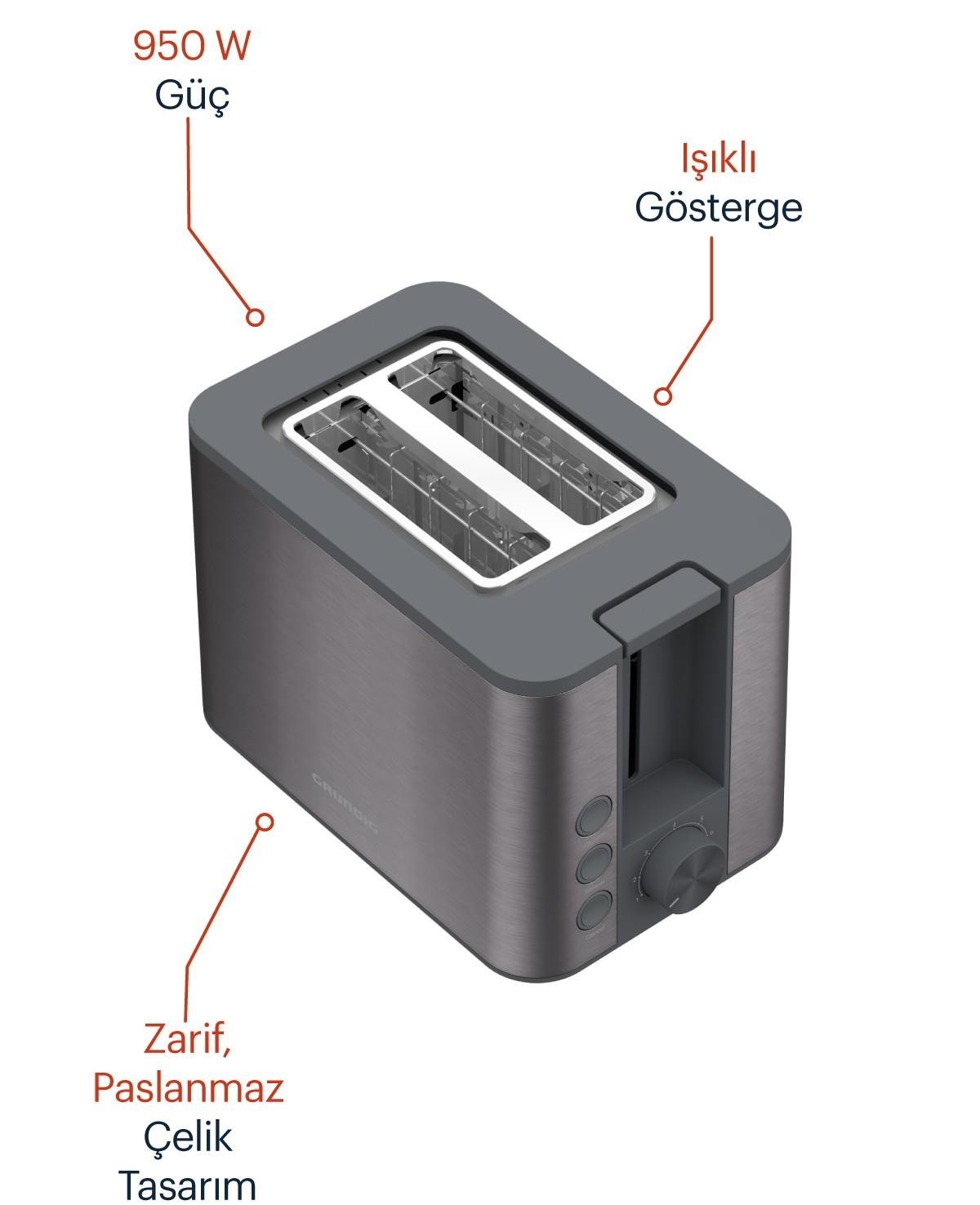 TA 7340 Grundig Dark Inox Ekmek Kızartma Makinesi