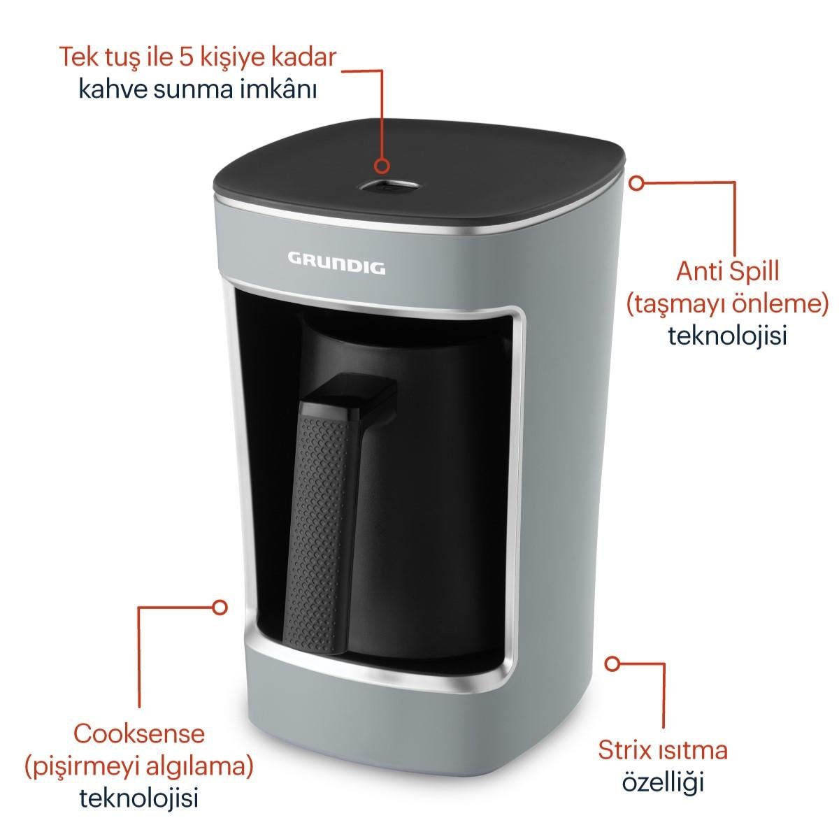 TKM 1342 G Grundig Telvex™ Türk Kahve Makinesi Gri