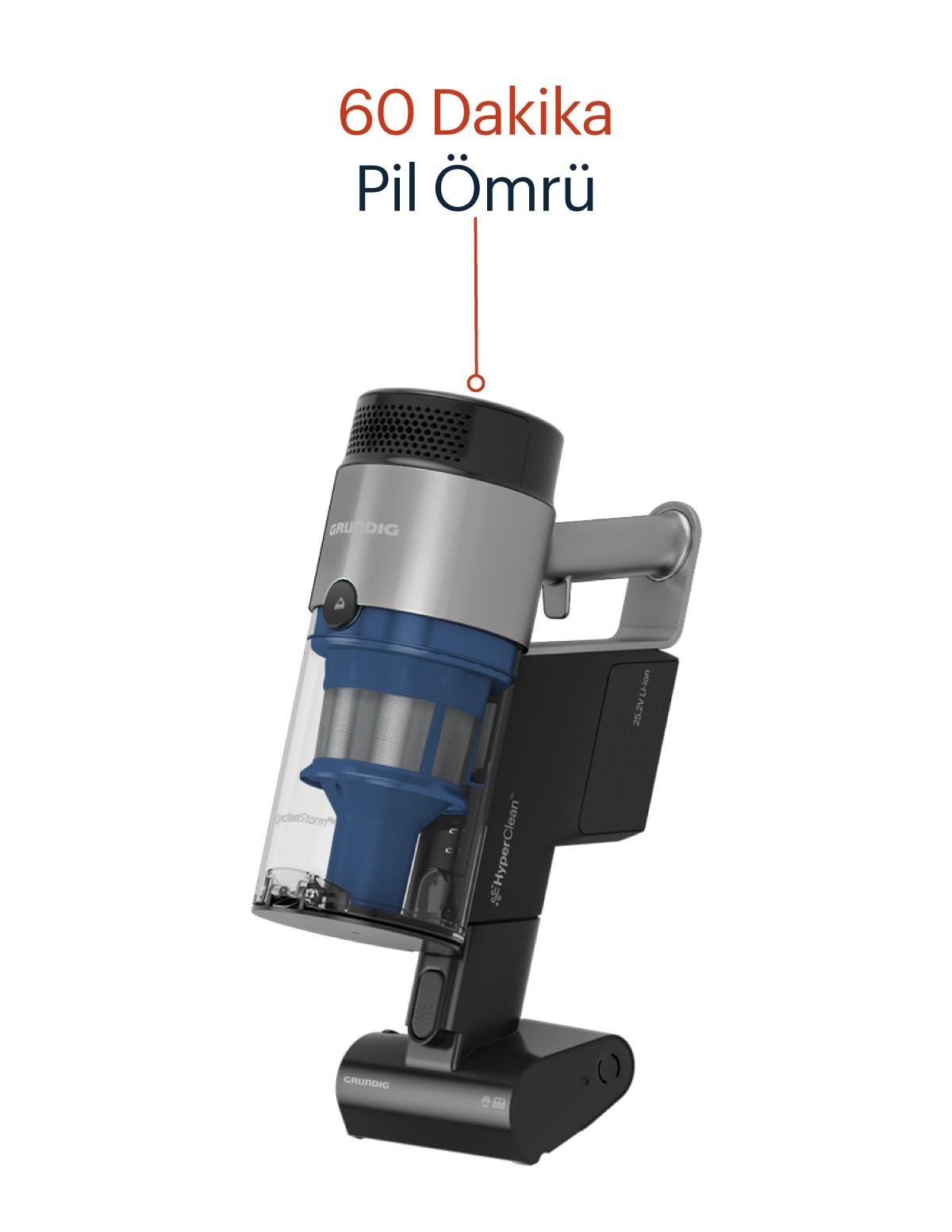 VCP 8331 PRO Grundig ActiFlex™ HyperClean™ Toz Torbasız Şarjlı Dik Süpürge