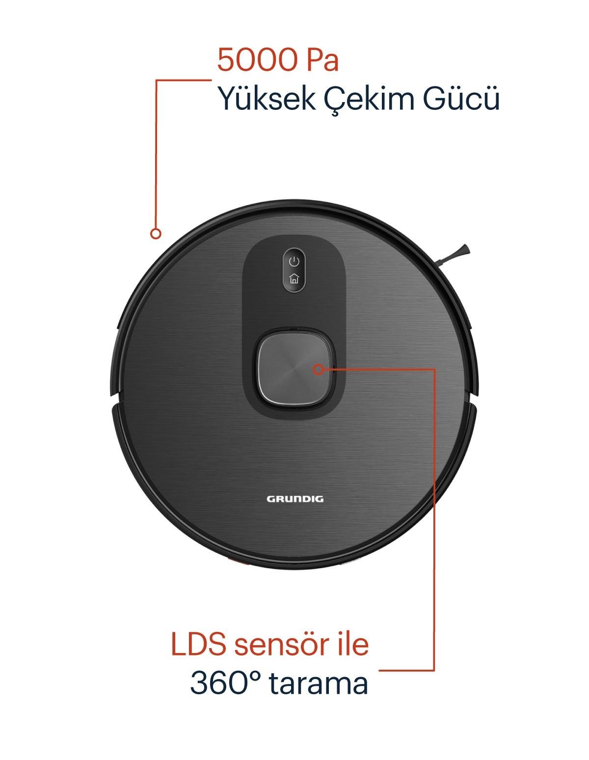 VCR 7330 Grundig Toz Boşaltma Üniteli Silme/Süpürme Akıllı Robot Süpürge
