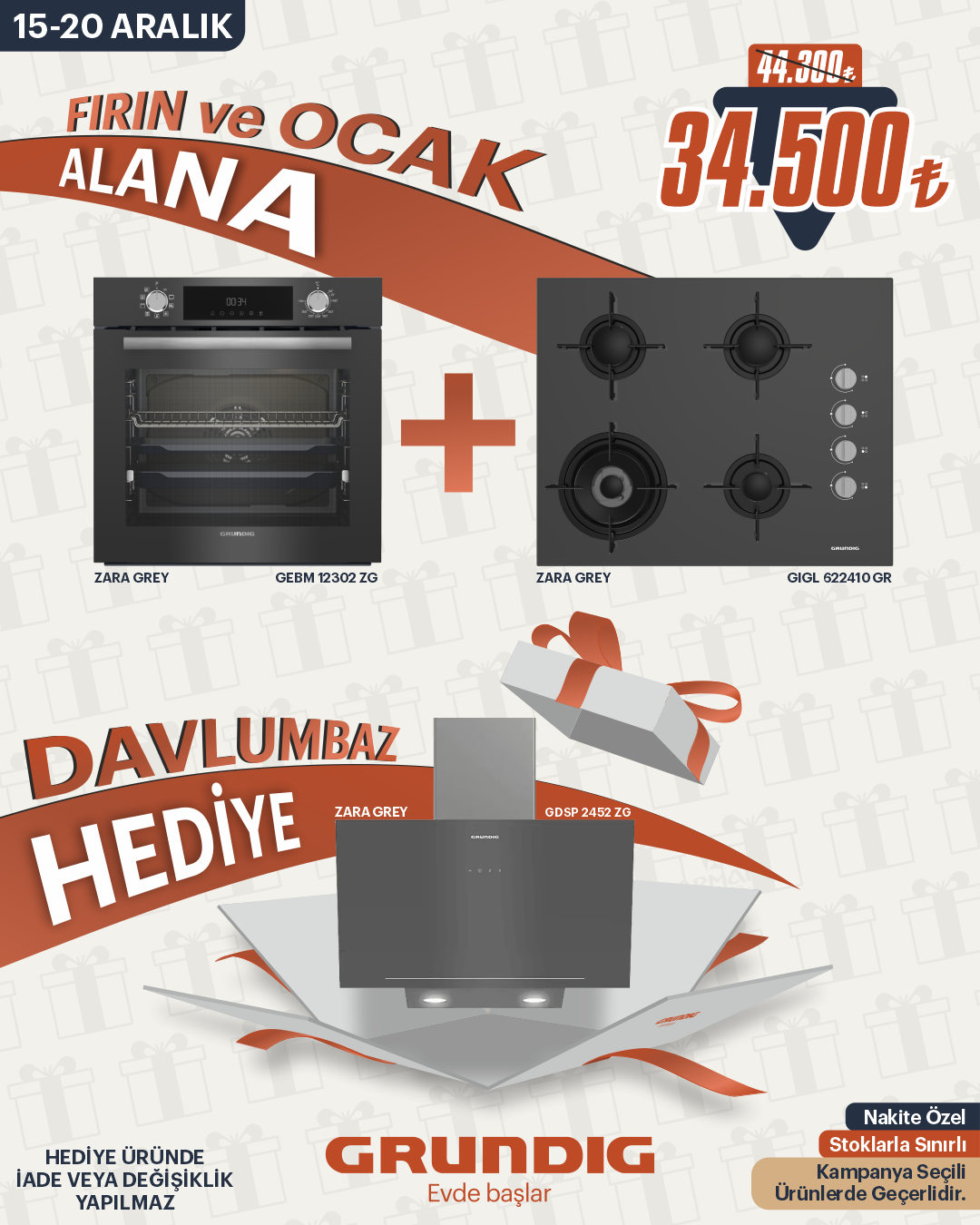 Zara Grey Cam Set (Davlumbaz Hediye)