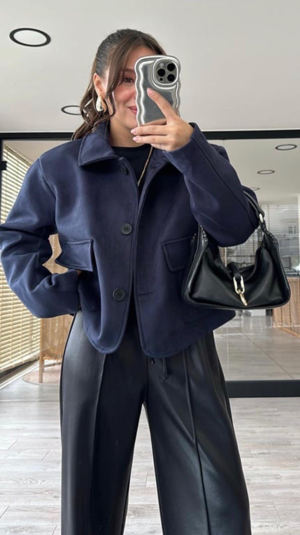  Süet Lacivert Ceket