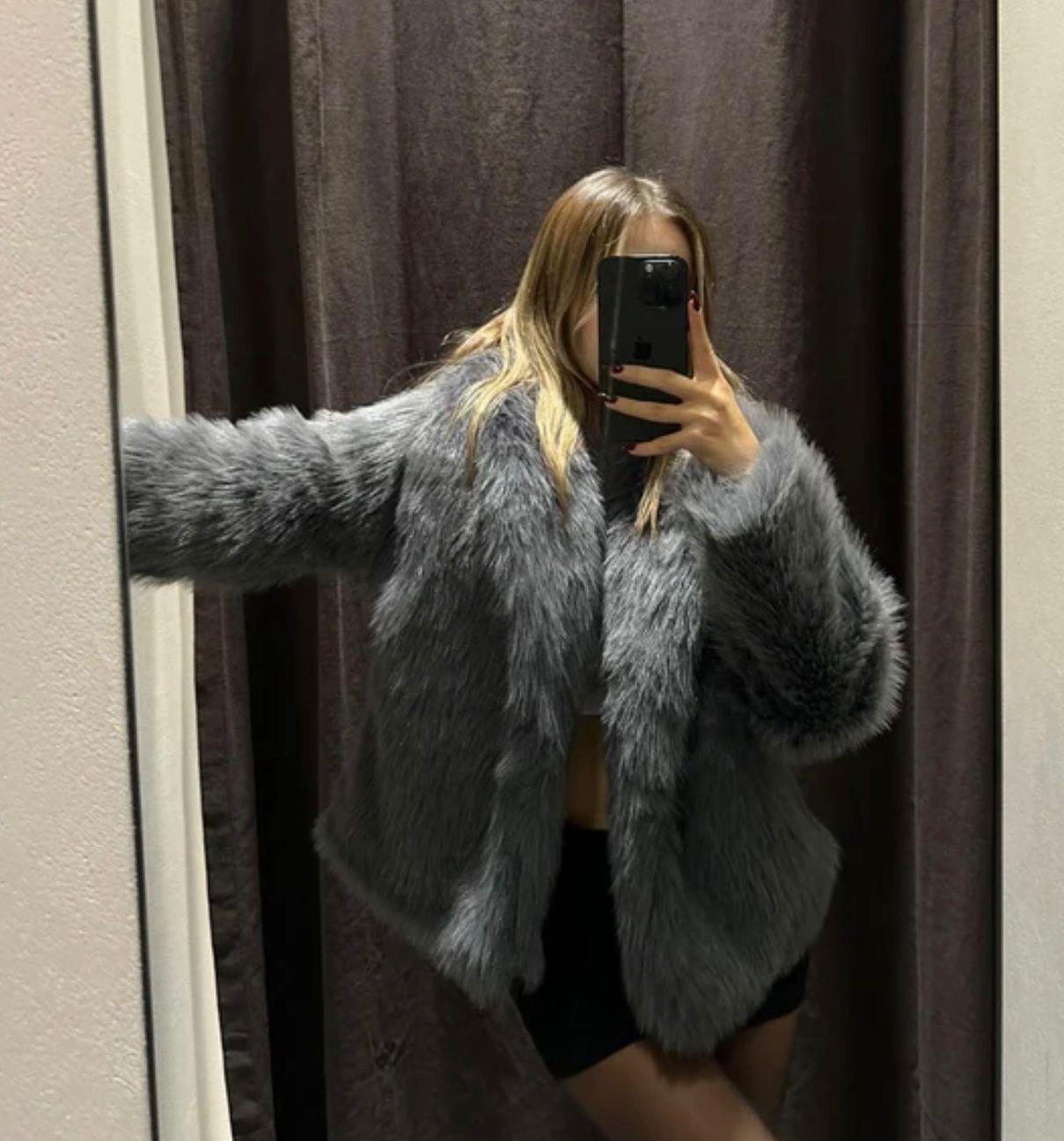 Antrasit Premium Suni Kürk Ceket