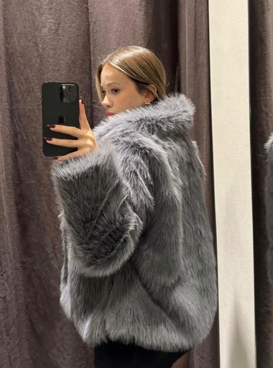 Antrasit Premium Suni Kürk Ceket