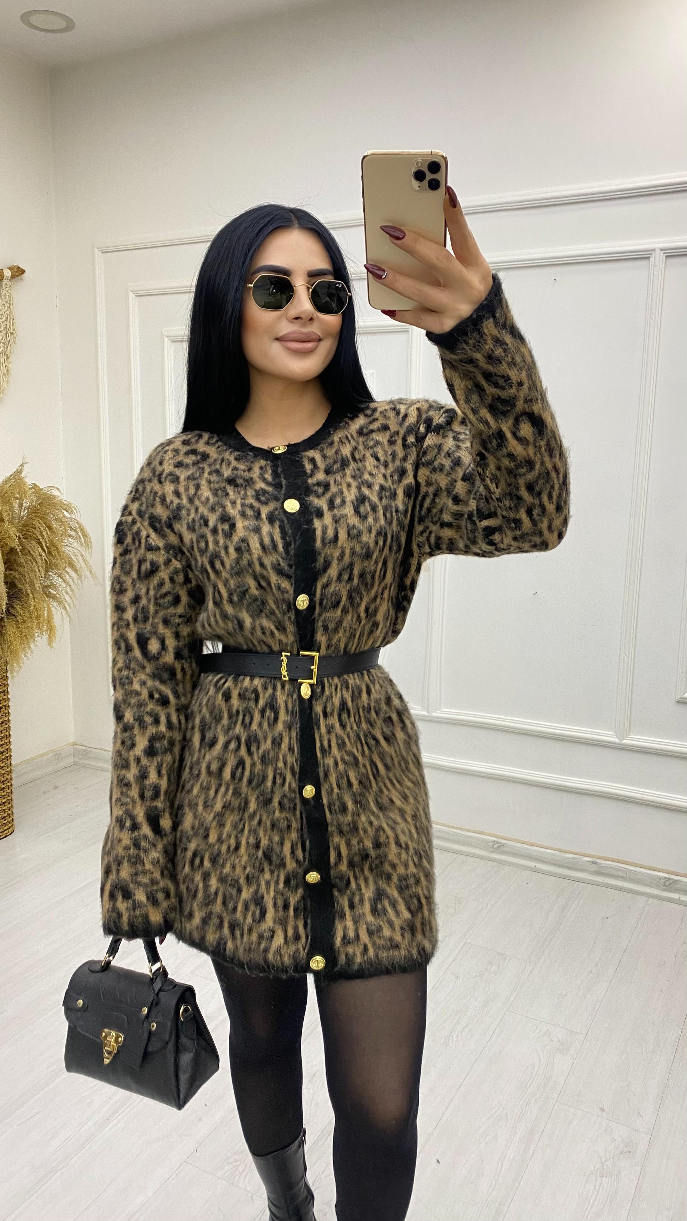 Beli Lastikli Kuşaklı Kahve Elbise