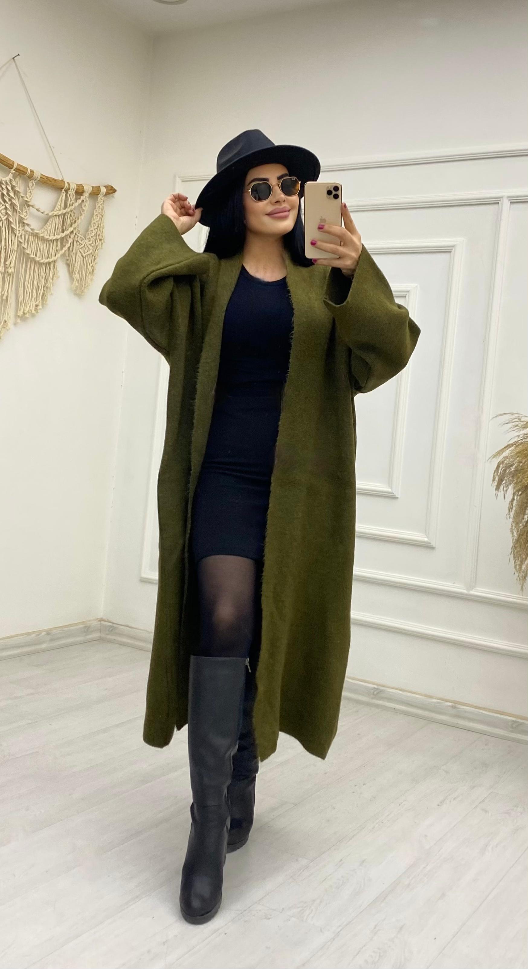 Haki Oversize Triko Hırka