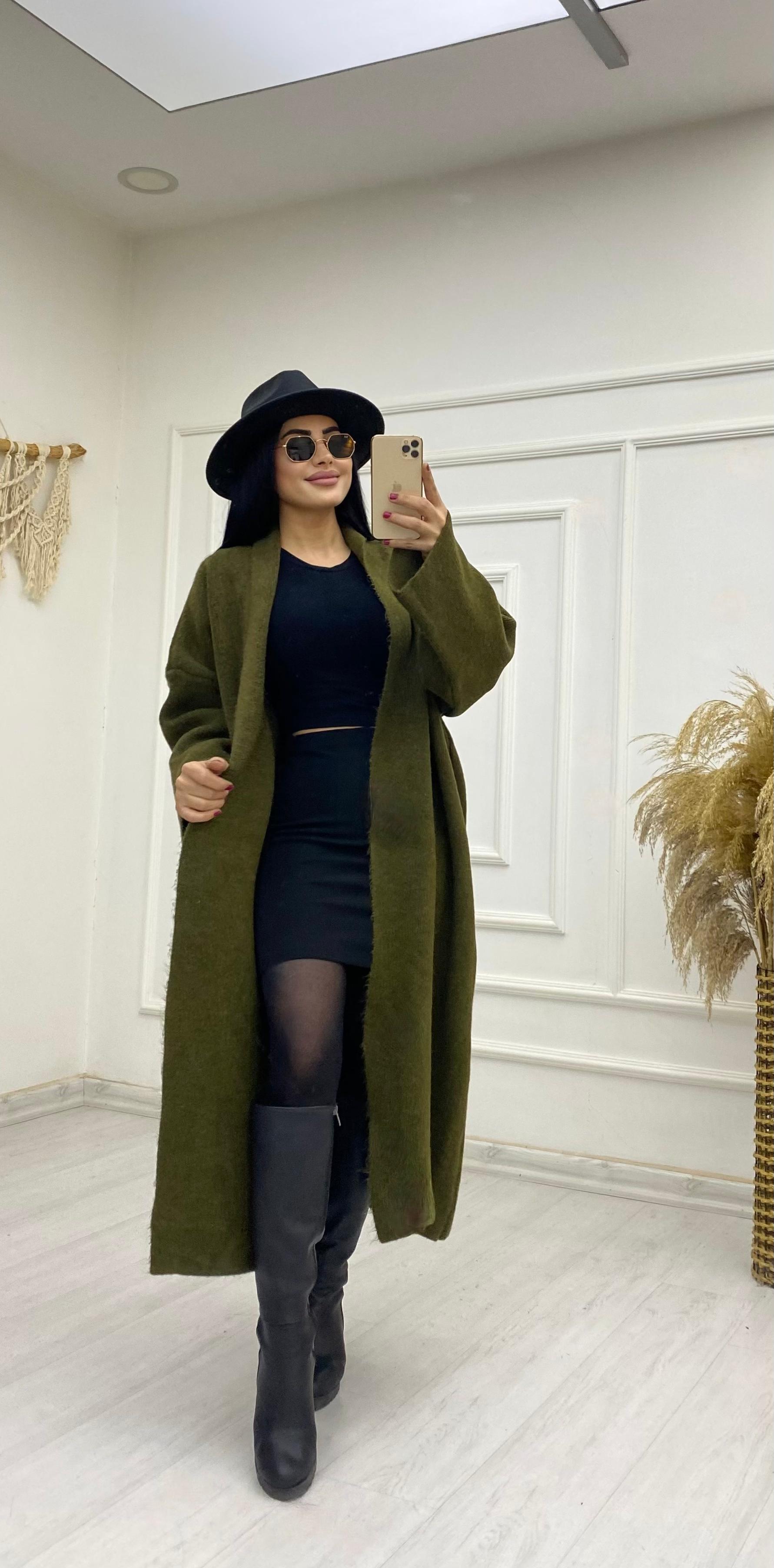 Haki Oversize Triko Hırka