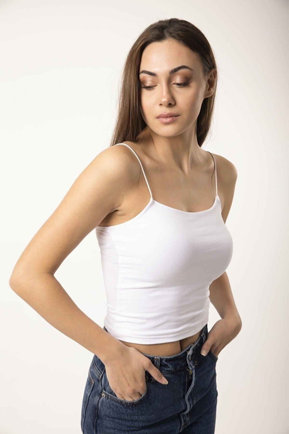 Kadın Ip Askılı Kısa Siyah Crop