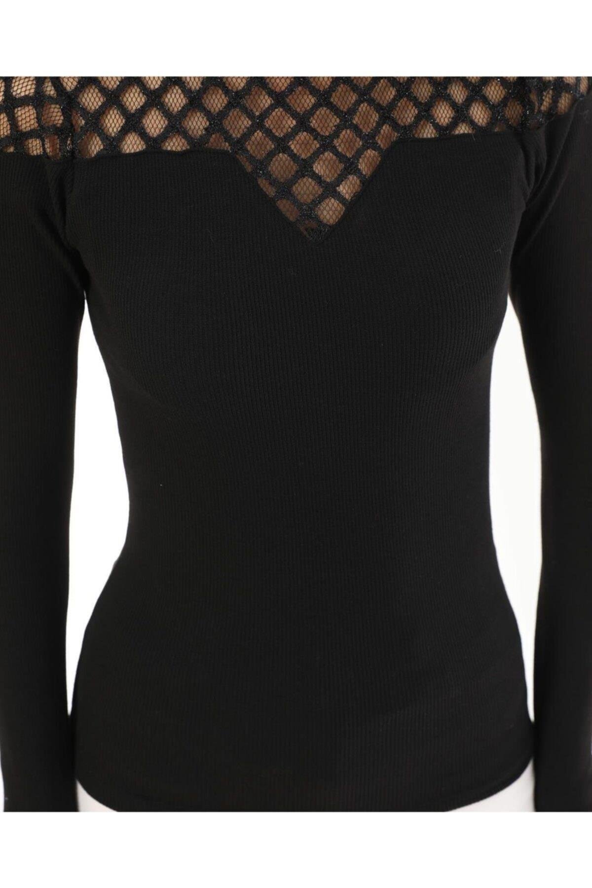 Kadın Omuz Dantel Detay Beyaz Kaşkorse Kazak