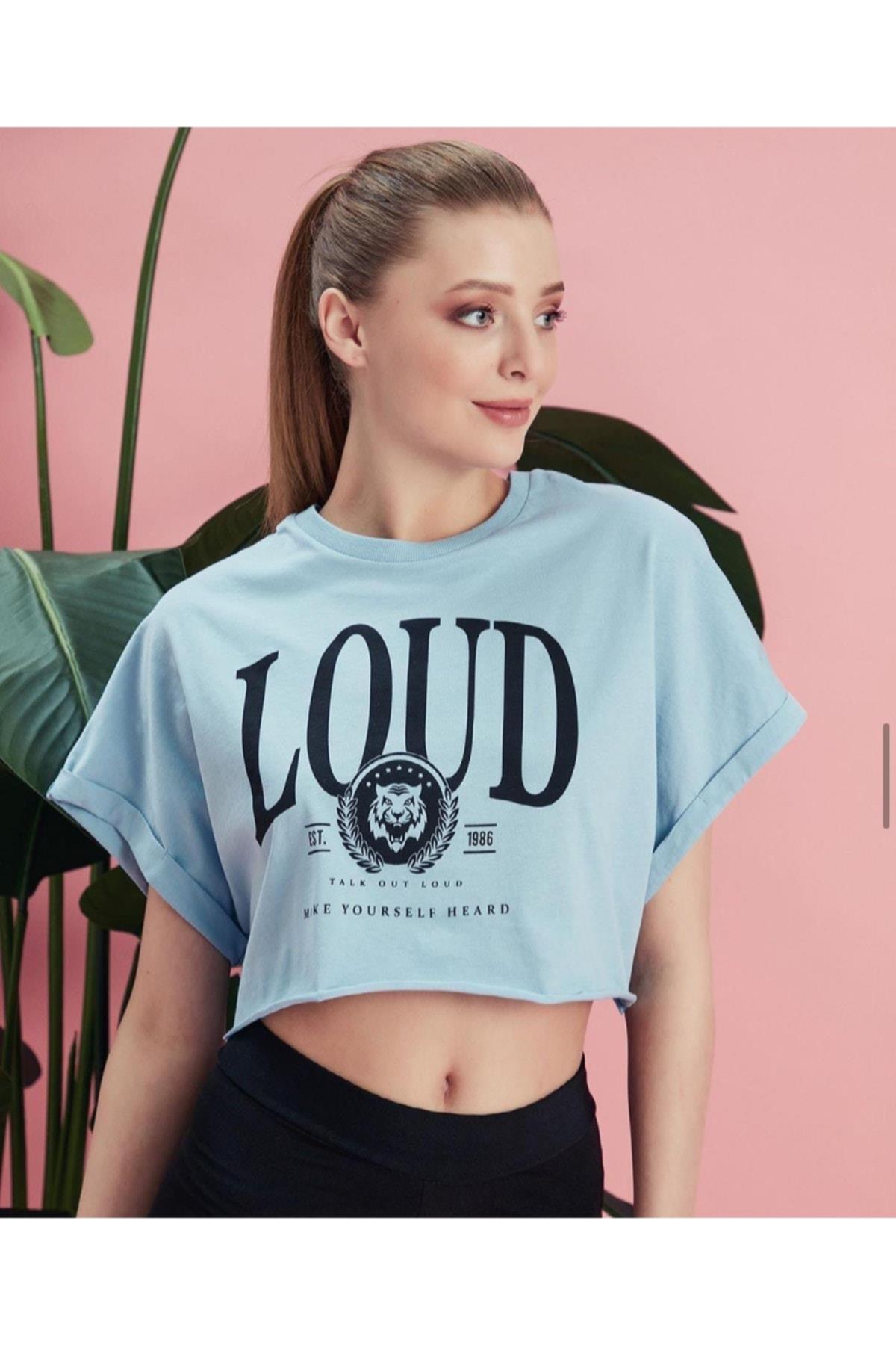 Kadın Salaş Yarasa Kol Yazılı Beyaz T-shirt