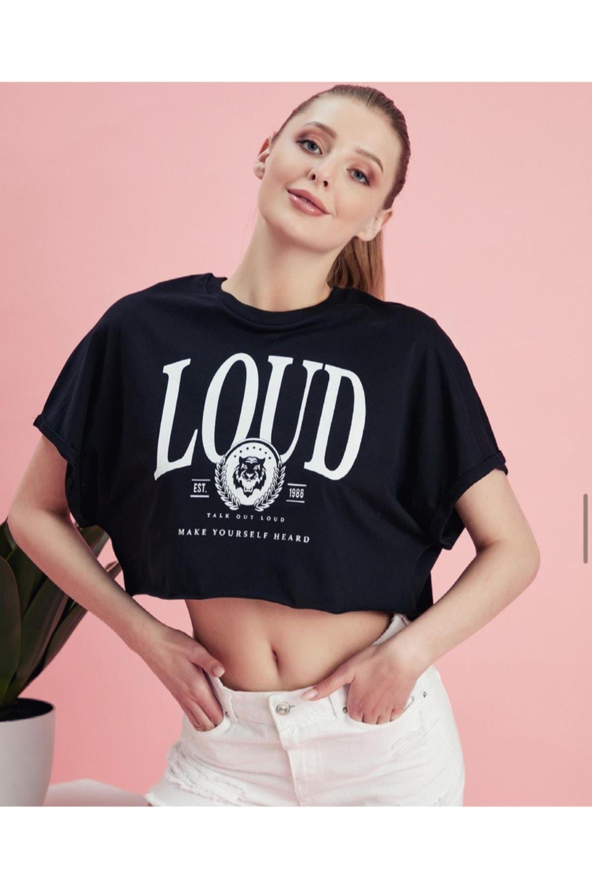 Kadın Salaş Yarasa Kol Yazılı Beyaz T-shirt