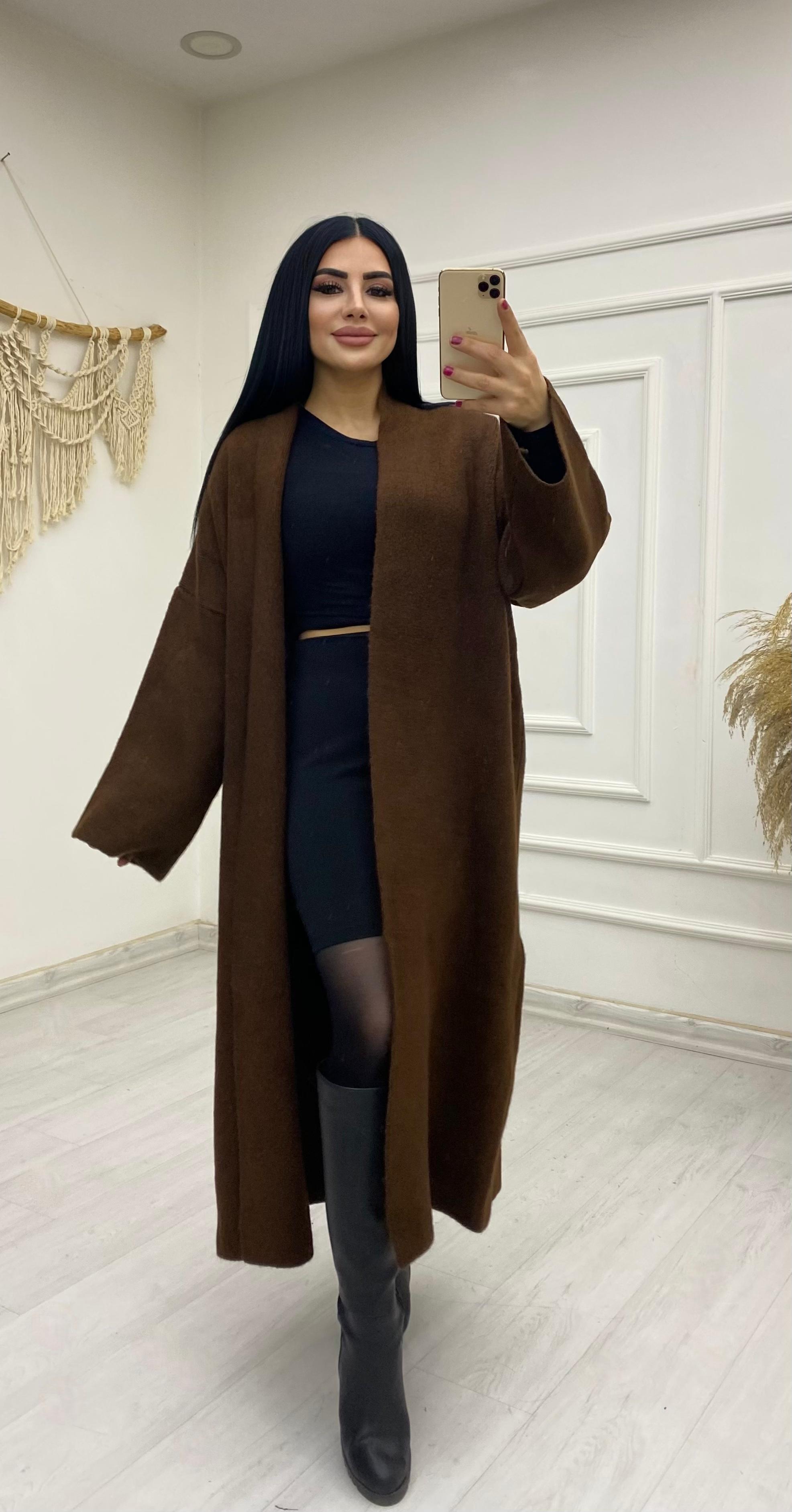 Kahverengi Oversize Triko Hırka