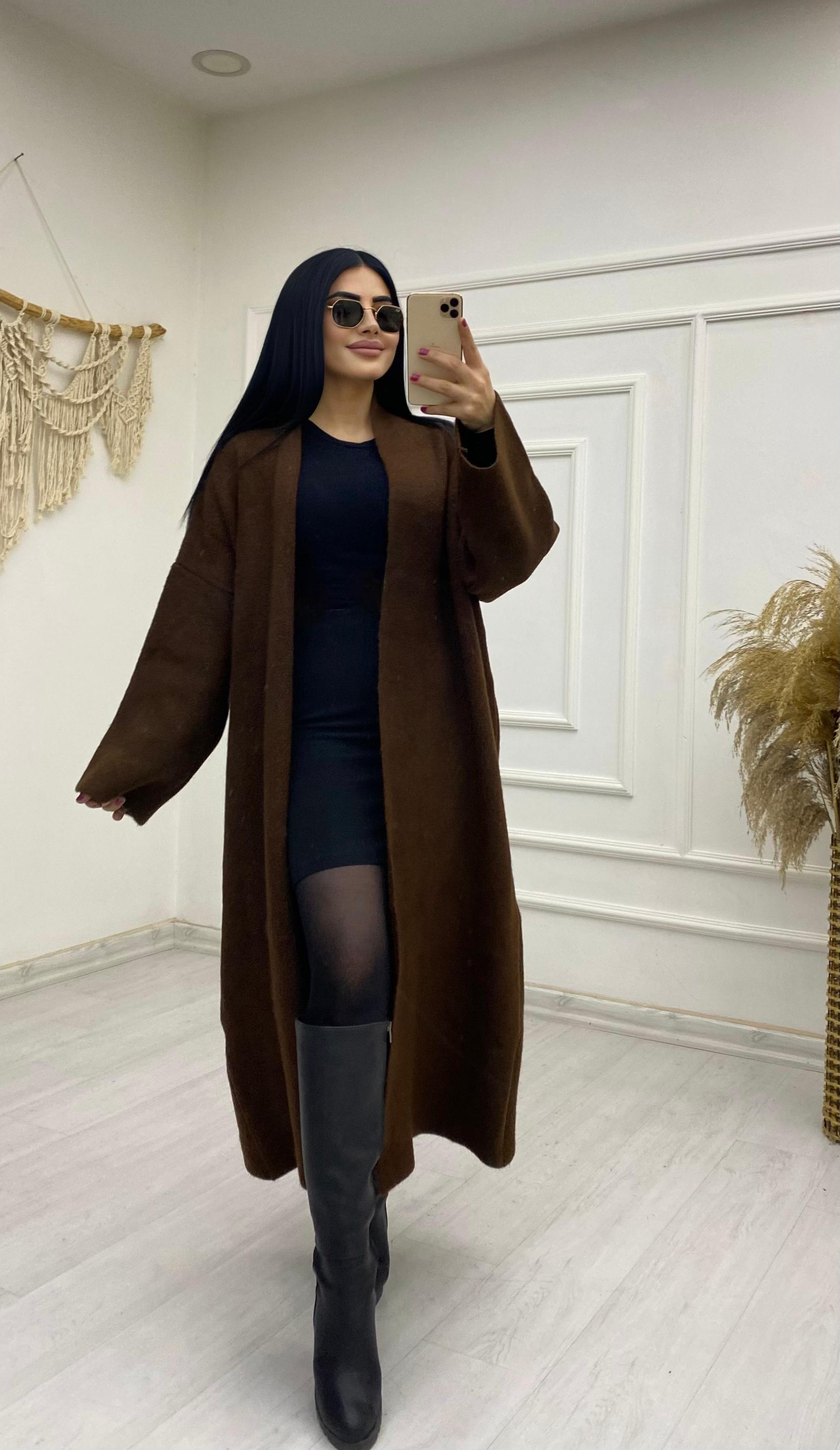 Kahverengi Oversize Triko Hırka