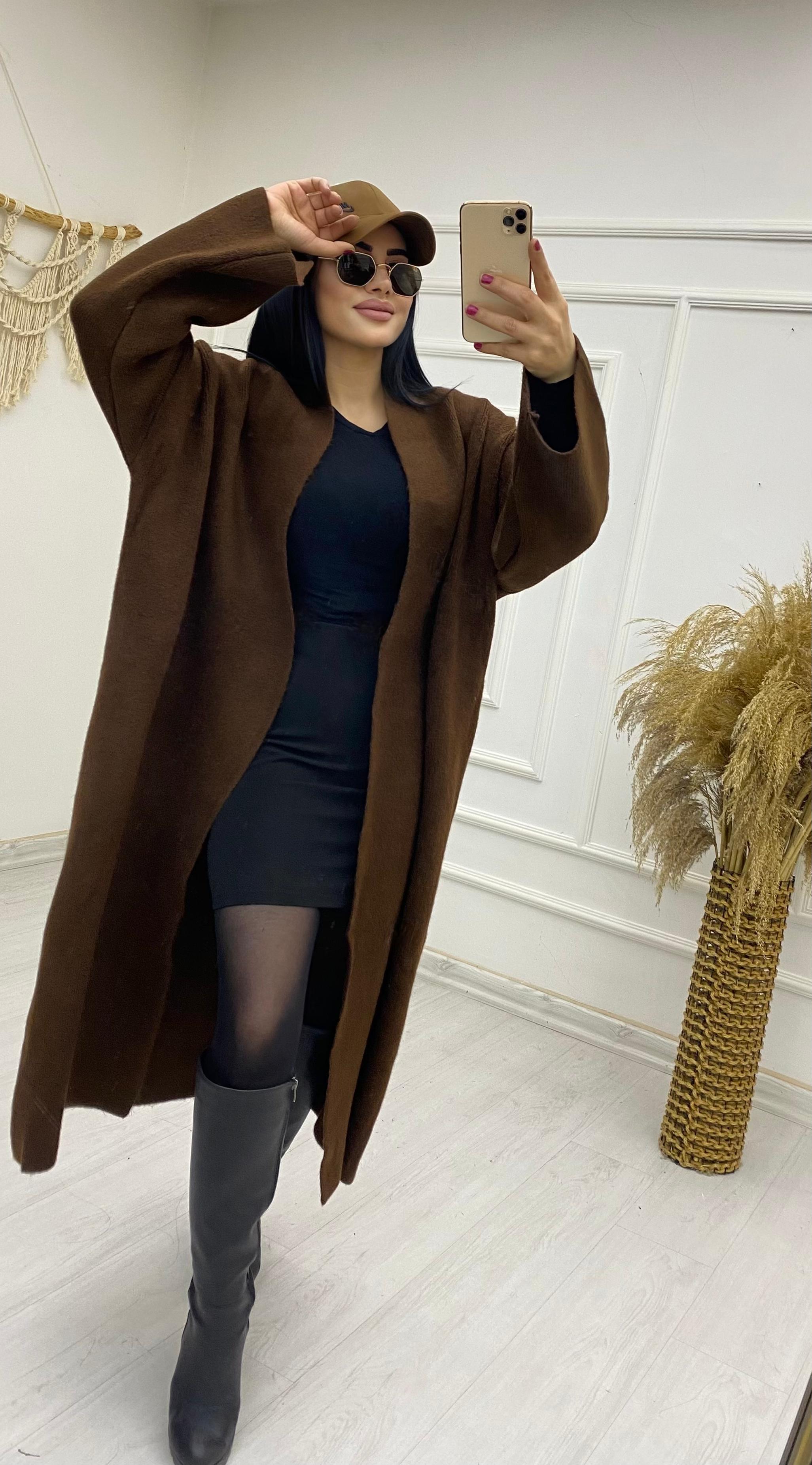 Kahverengi Oversize Triko Hırka