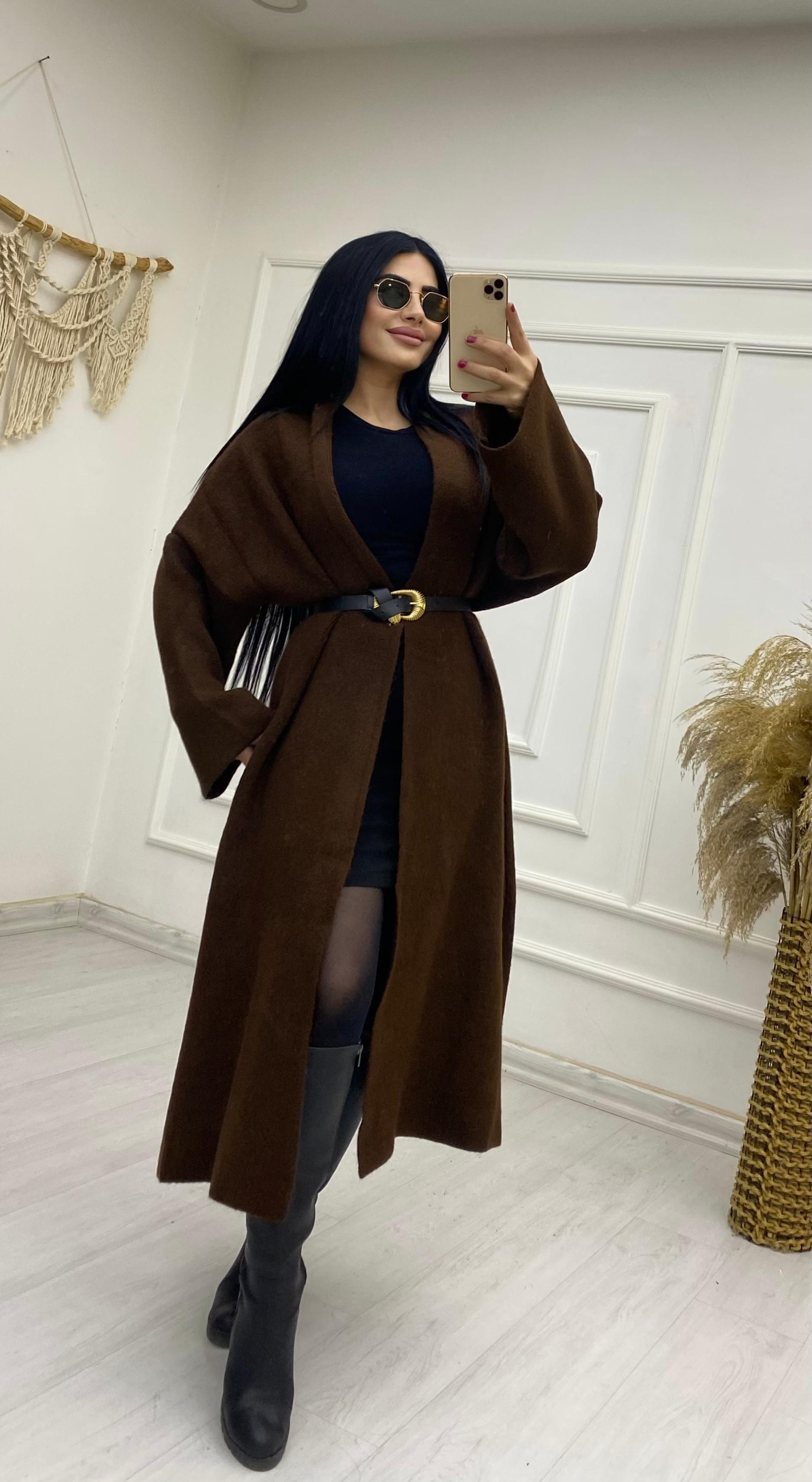 Kahverengi Oversize Triko Hırka