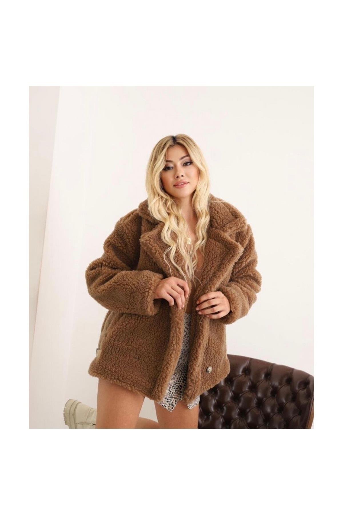 Kahverengi Teddy Kısa Kaban