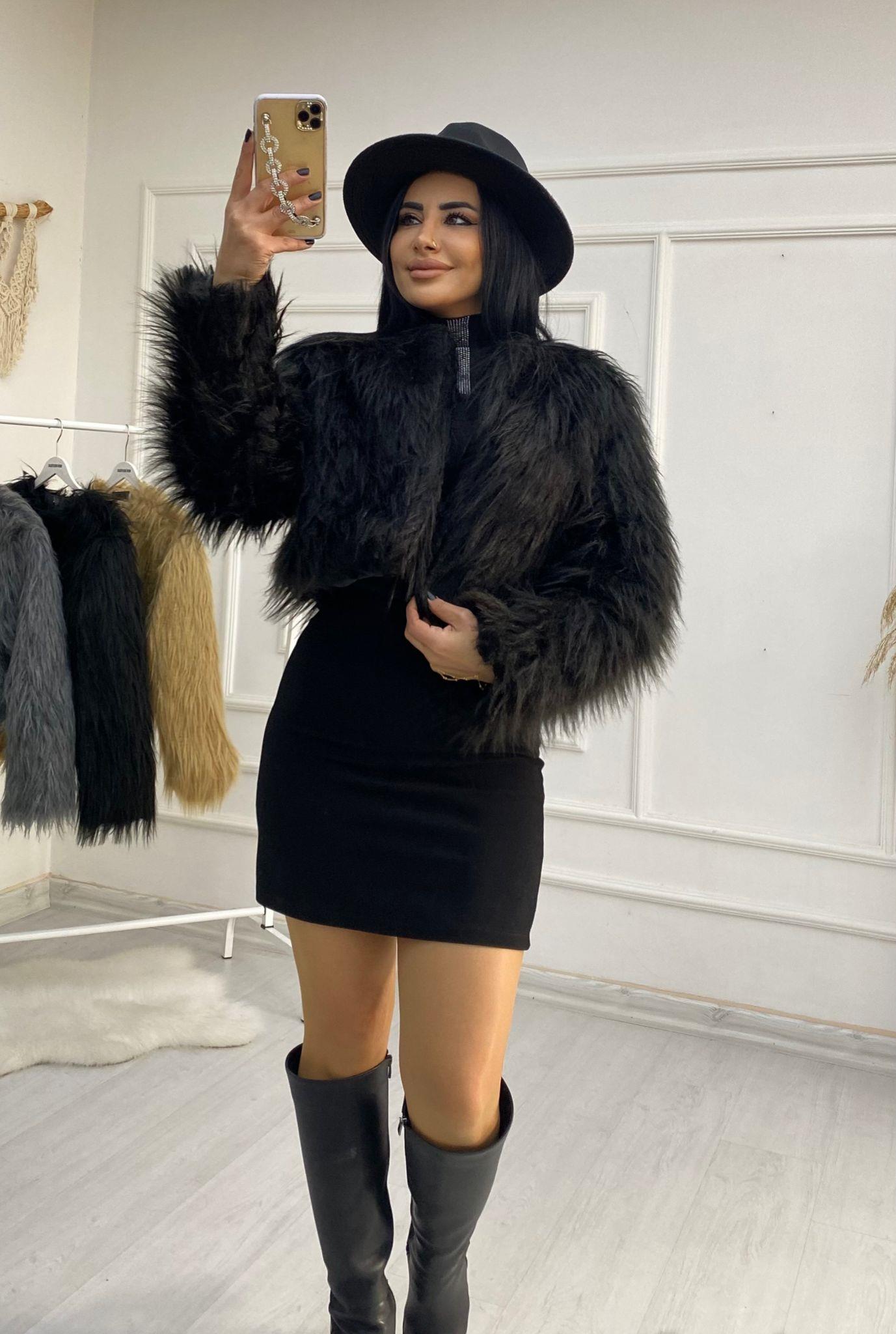 Olena Astarlı Mini Siyah Kürk
