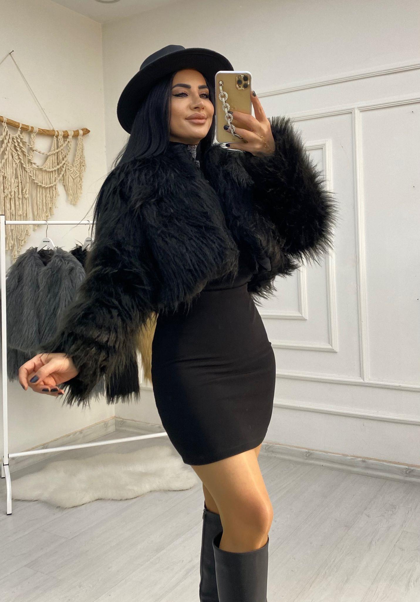 Olena Astarlı Mini Siyah Kürk